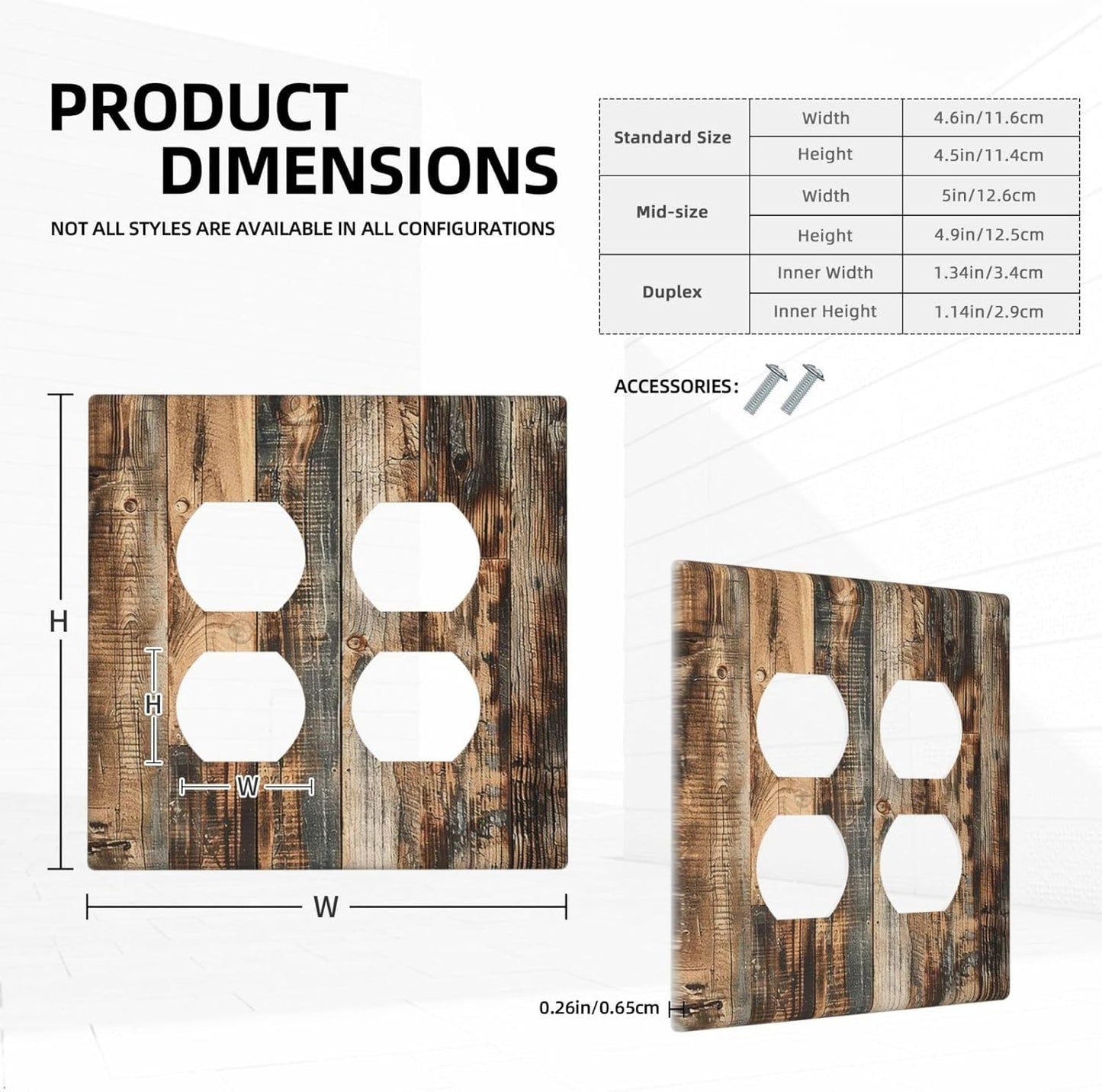 Outlet Covers Rustic Brown Wood Pattern Splice Plank 2 Gang Double Duplex Decorative Light Switch Covers Electrical Wallplates Socket Faceplate For Farmhouse Cabin Decor