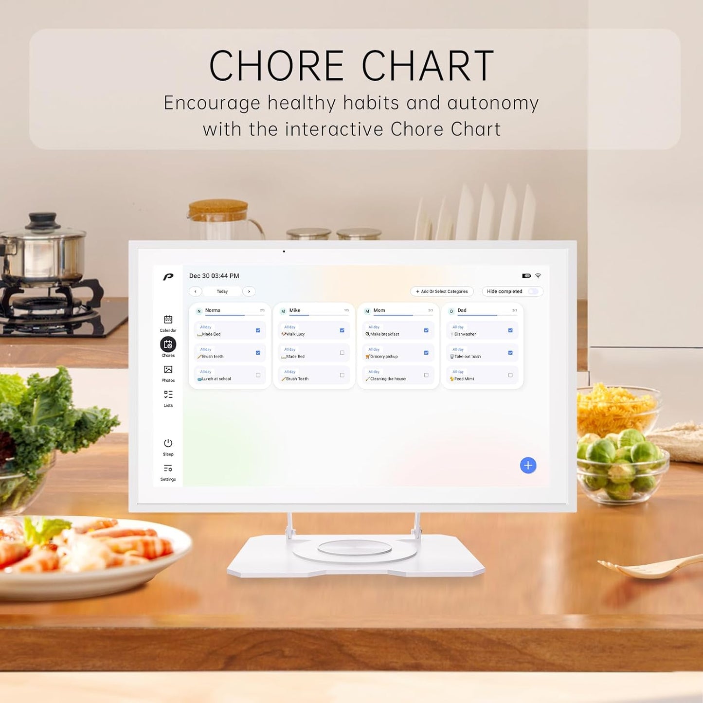 Digital Calendar, 15.6 inch Wall Planner & Chore Chart, Rechargeable Full HD Touchscreen Display, Portable Smart Family Organizer, Event Planner, Perfect for Family Schedules, No Subscription, Christmas Gifts for Dad Mom