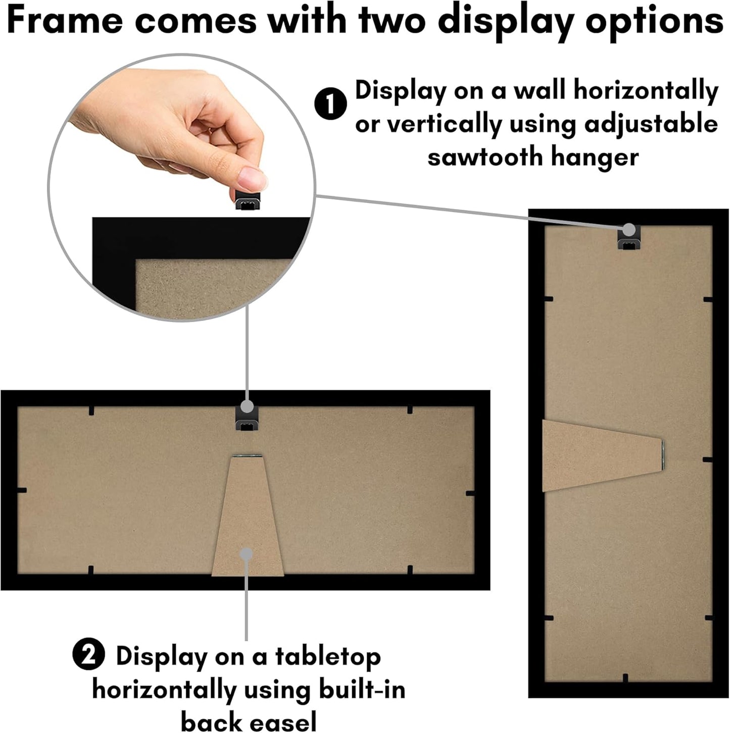 Americanflat 5x14 Picture Frame with Shatter-Resistant Glass - Signature Collection - Gallery-Style Frames Made of Engineered Wood - Photo Frame for Wall Display - Black