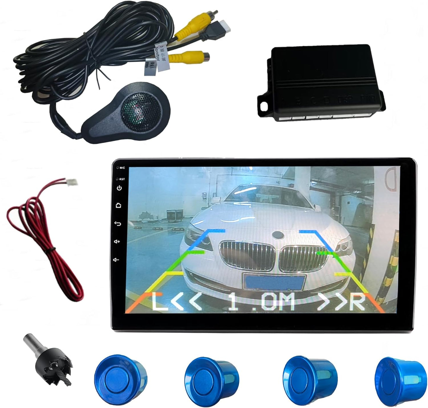 LCD Parking Sensor Kit - Displays Data on Original Screen, Easy Rear Installation, Compatible with CVBS Cameras (Not for AHD), 18 Probe Colors to Match Any Vehicle