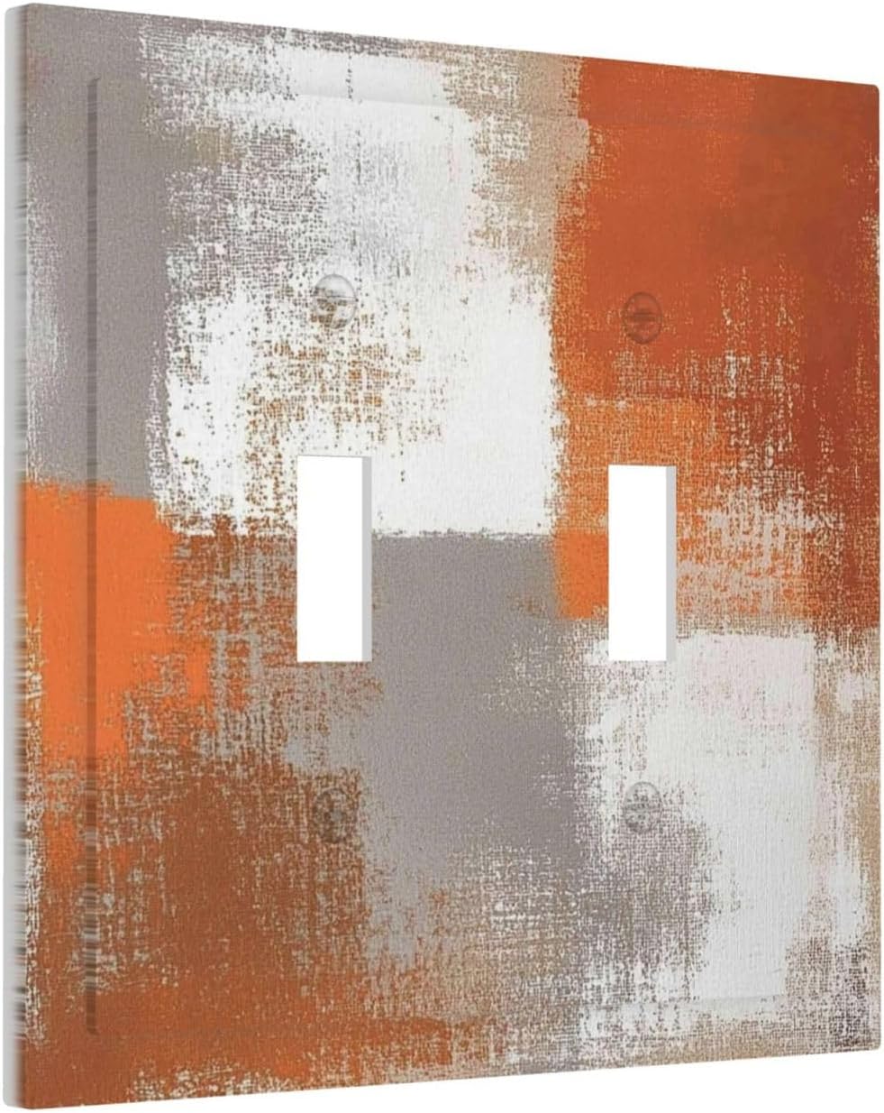 Orange Grey Abstract Art Oil Painting Decorative Switch Plates 2 Gang Double Toggle Outlet Light Switch Cover Wall Plate Electrical Faceplate For Home Farmhouse Decor