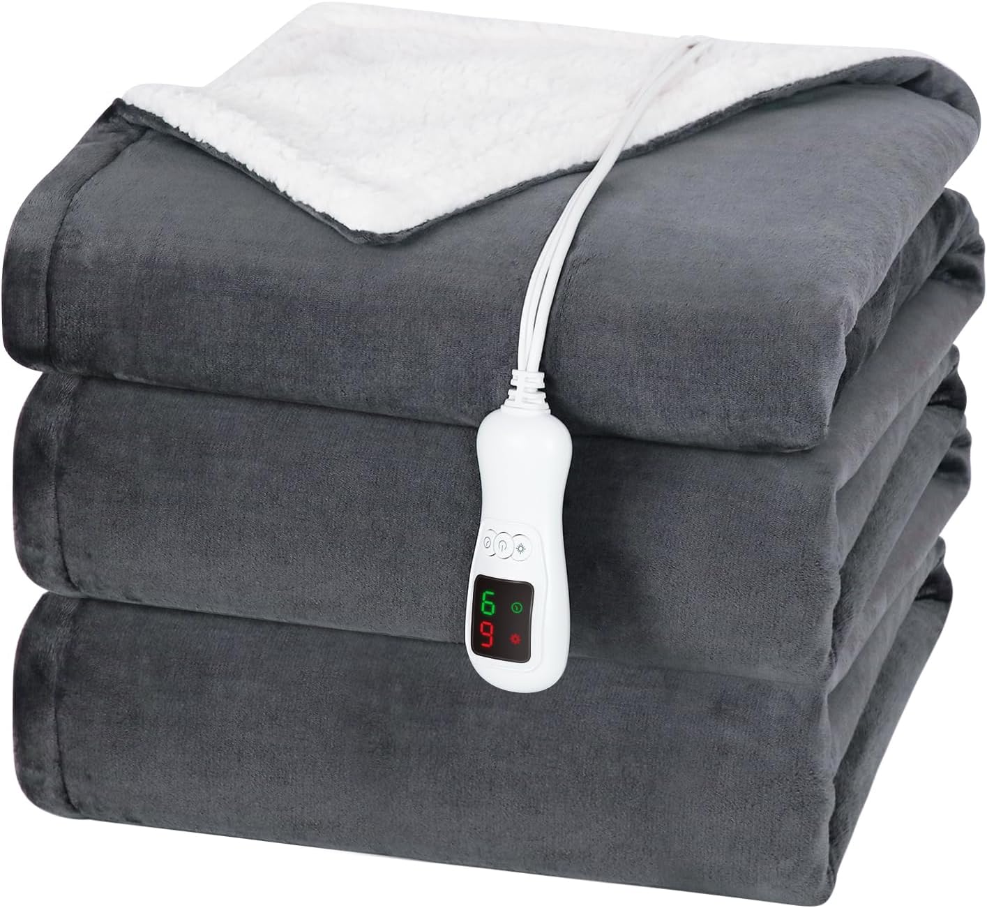 Electric Heated Blanket Twin Size, Washable Blanket Warmer for Home for Adults, Fast Heating Super Cozy Soft Flannel 62" x 84", 9 Heat Levels, 1-9H Auto-Off, ETL Certified, Slate Gray