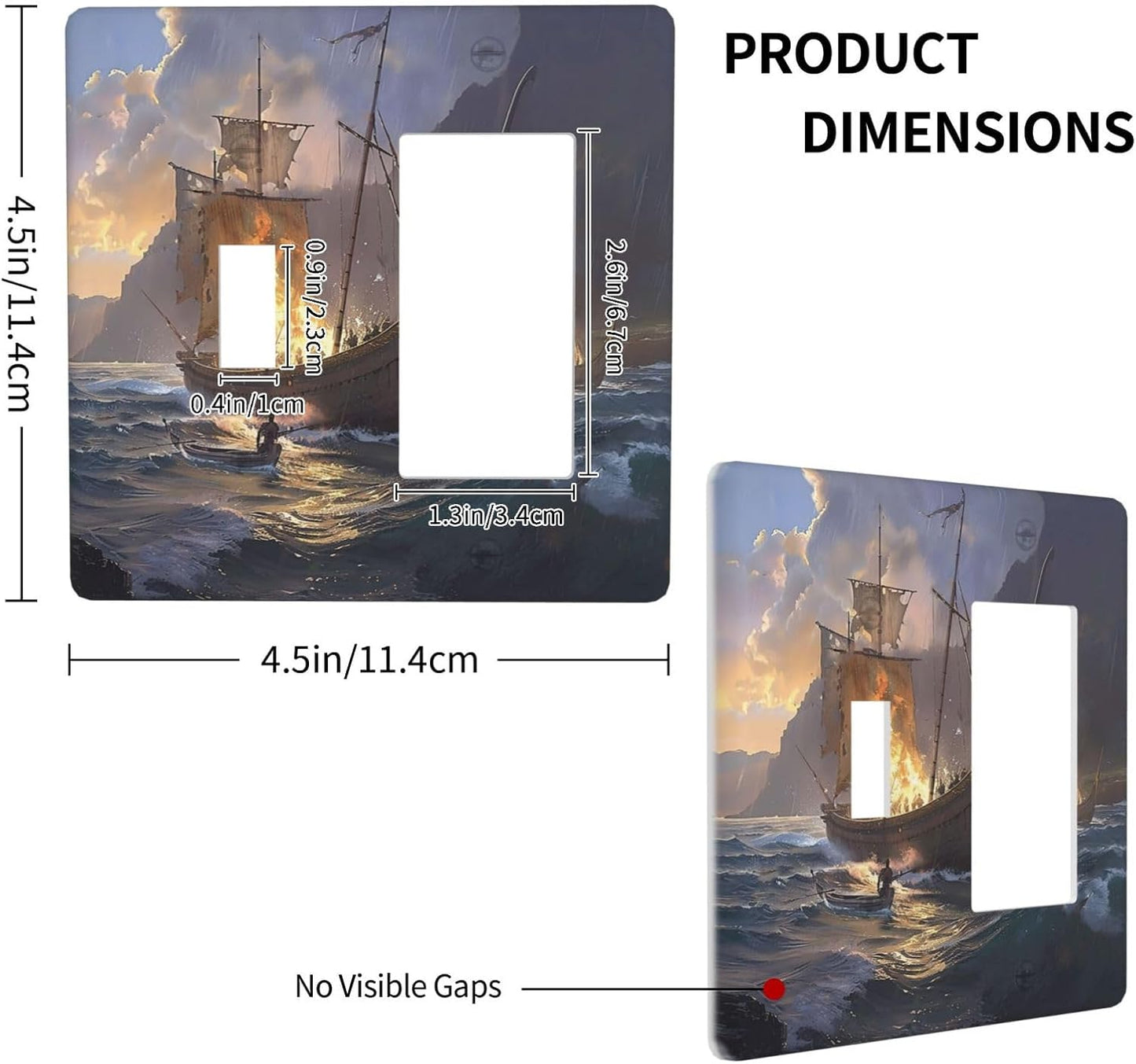 Outlet Covers Medieval Vintage Sailing Adventure Sailings Ocean Waves 1 Toggle 1 Rocker Combo Light Switch Cover Plate Decorative Switch Plate Covers Electrical Wall Plate for Bedroom Cabin Decor