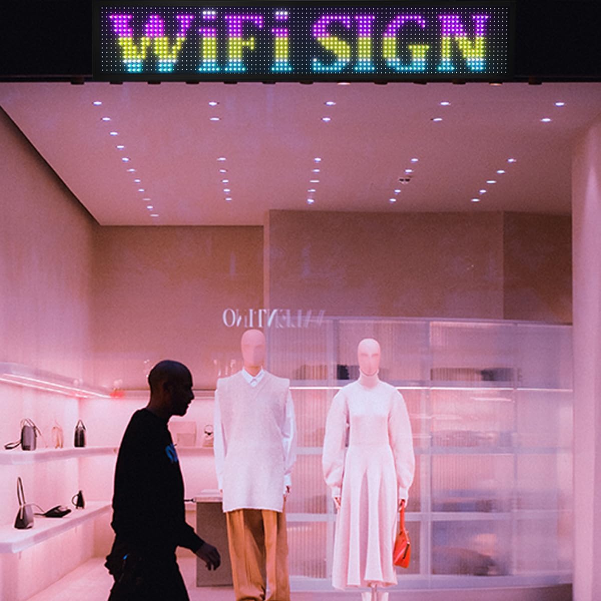 P10 LED Shop Sign Scrolling High-Brightness Custom LED Sign 40''x8'', WiFi Connected Full-Color Programmable Sign - Suitable for Various Indoor Commercial Billboards (1pcs)