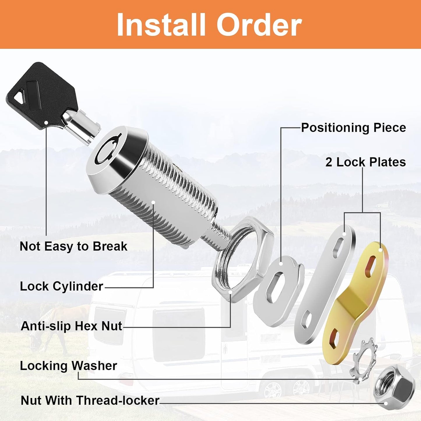 Cam Locks RV Storage Lock Keyed Alike,1-1/8" Cylinder Fits on 7/8" Max Door Thickness, RV Compartment, Camper, Trailer Replacement Set, Chrome Finish with 16 Keys(8, 1-1/8 Inch)