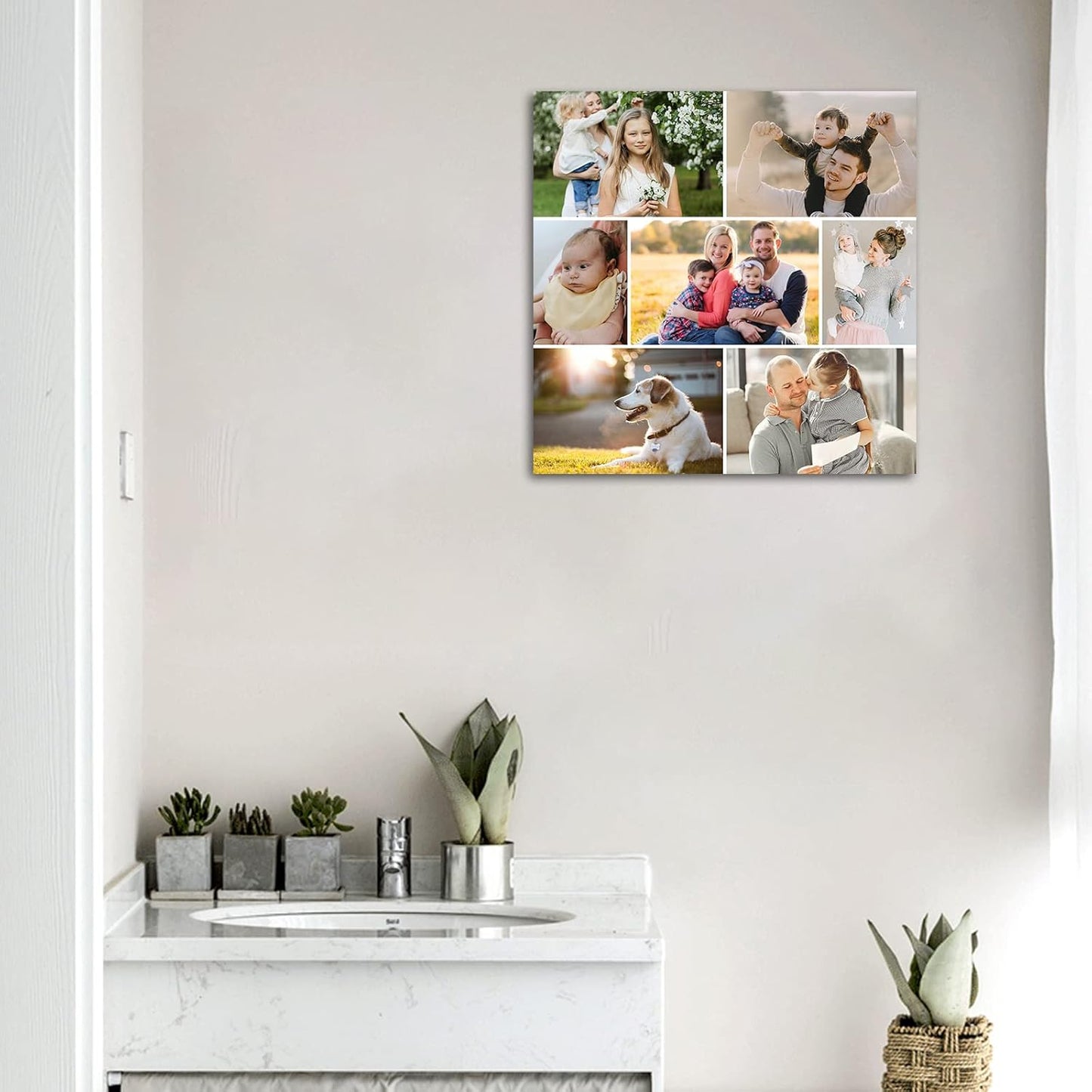 7 Picture Collage Canvas Prints Personalized Multi Photo Wall Art Custom Your Image to Canvas Customized Family Gifts Home Decor (Collage Photo-10, Framed)