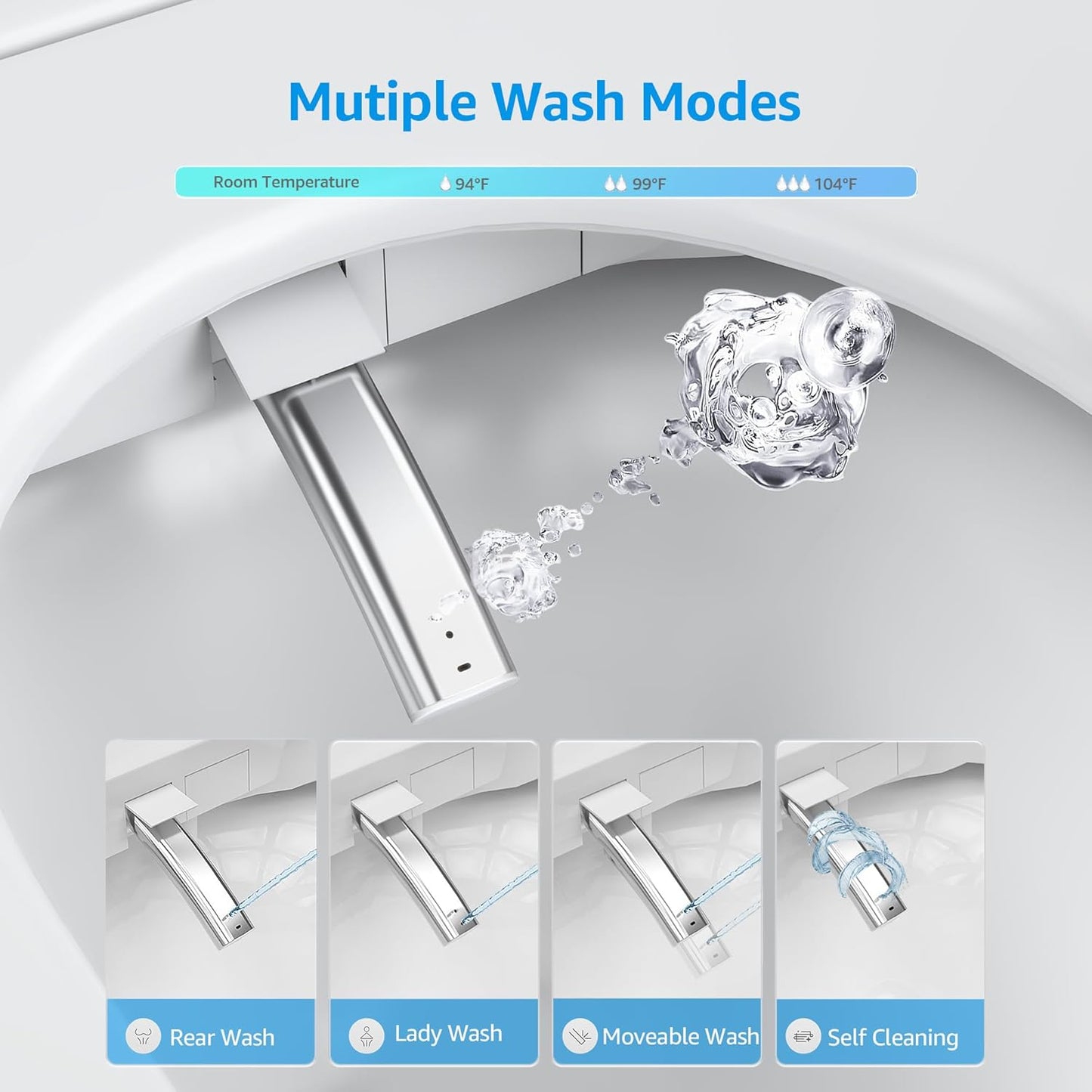 Smart Toilet with Bidet Built In, Auto Open & Close, Foot Sensor Flush, Heated Seat, Warm Water, Dryer, Tankless Dual Flush Elongated Toilet, Foam Shield, LED Night Light & Remote Control