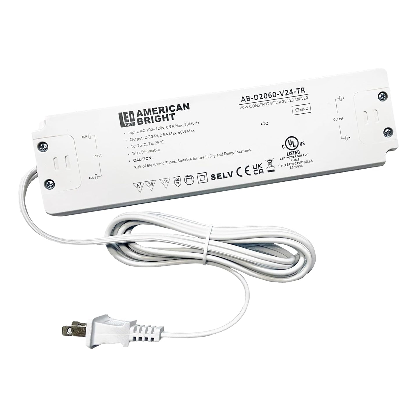 LED Driver 60W Constant Output Voltage: 24V DC, Open Circuit/Short Circuit/Overload/Overheat Protection, Triac Dimmable