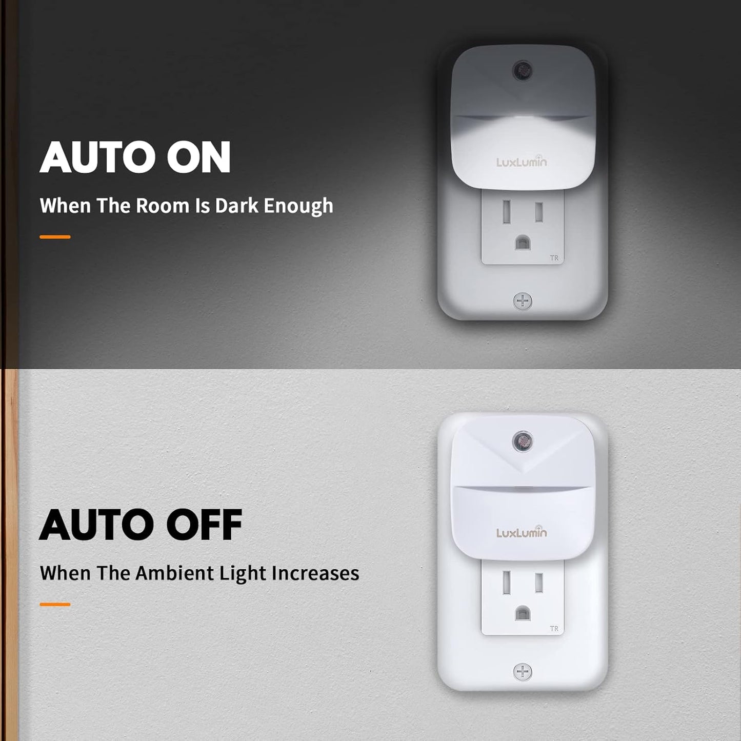 LED Night Lights Plug into Wall with Smart Dusk-to-Dawn Sensor, Automatically Turn on and Off,Night Light for Kids,Bedroom,Bathroom,Stairs,White, 4 Packs