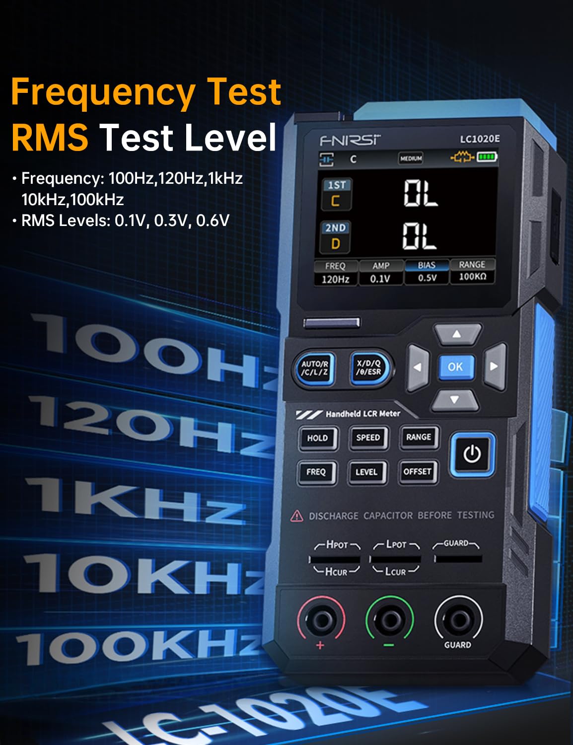 FNRSI LC1020E LCR Meter, 19,999 Counts Resistor Inductor Capacitor Tester, Auto Component Detect, Measures ESR/Q/D/θ/X, 2.8” Color TFT, Dual Parameter Display, Sorting & Open/Short Calibration