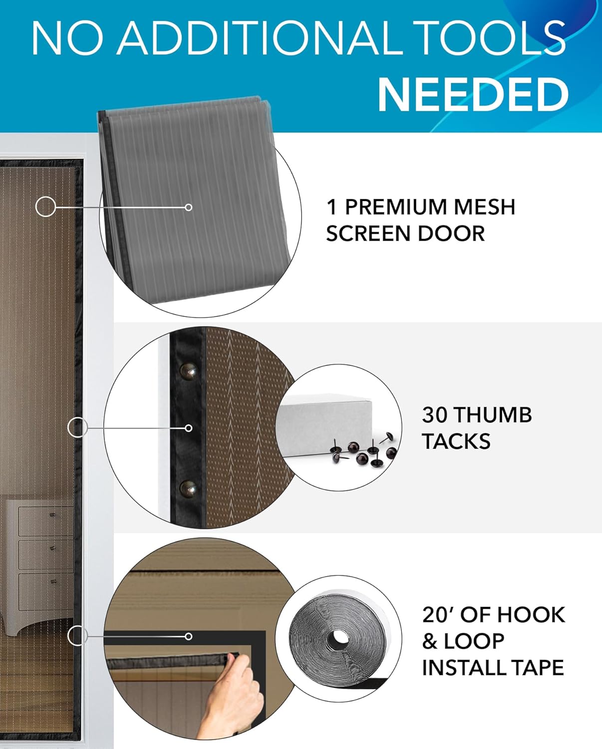Flux Phenom Magnetic Screen Door Mesh 38x82 Inch – Easy Install, Strong Magnet Strength, Self-Sealing Mesh, Pet Tested, Hands-Free Entry, Doors Screen Magnetic Closure, Keeps Bugs Out - Gray