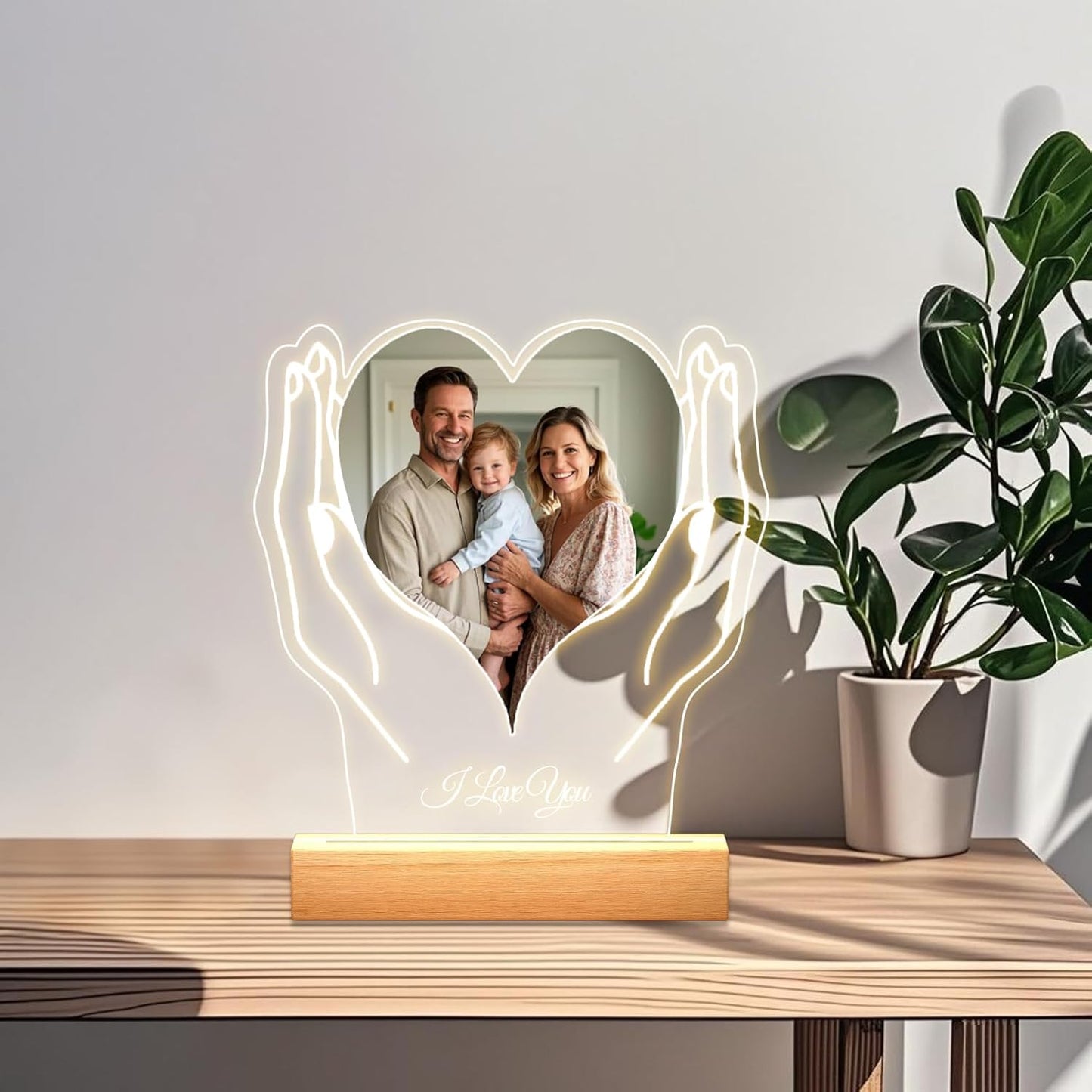 Personalized Picture Frames with Photo, Custom Photo Frame with Night Light, Customized Girlfriend Photo Gifts, Ideal Gift for Couples Anniversary Birthday Mom Dad Him Her
