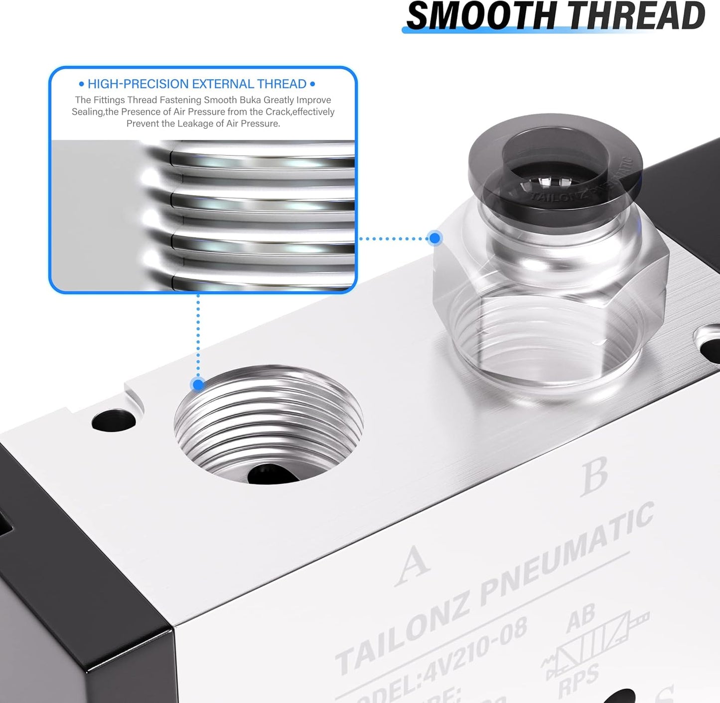 TAILONZ PNEUMATIC 1/4"NPT Solenoid Valve AC110V Single Coil Pilot-Operated Electric 2 Position 5 Way Connection Type 4V210-08 Outlet wire