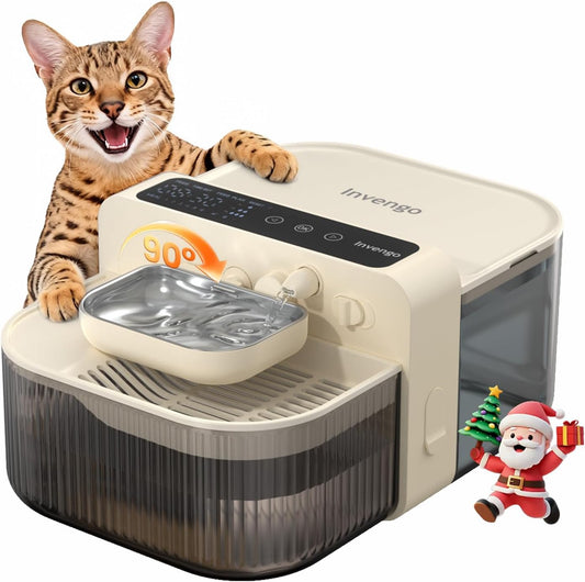 No-Filter Wireless Cat Water Fountain, 3.5L Stainless Steel Pet Fountain for Cats & Dogs – Wastewater Separation, Auto Refill, Ultra-Quiet 3000mAh Battery, Indoor Smart Water Dispenser
