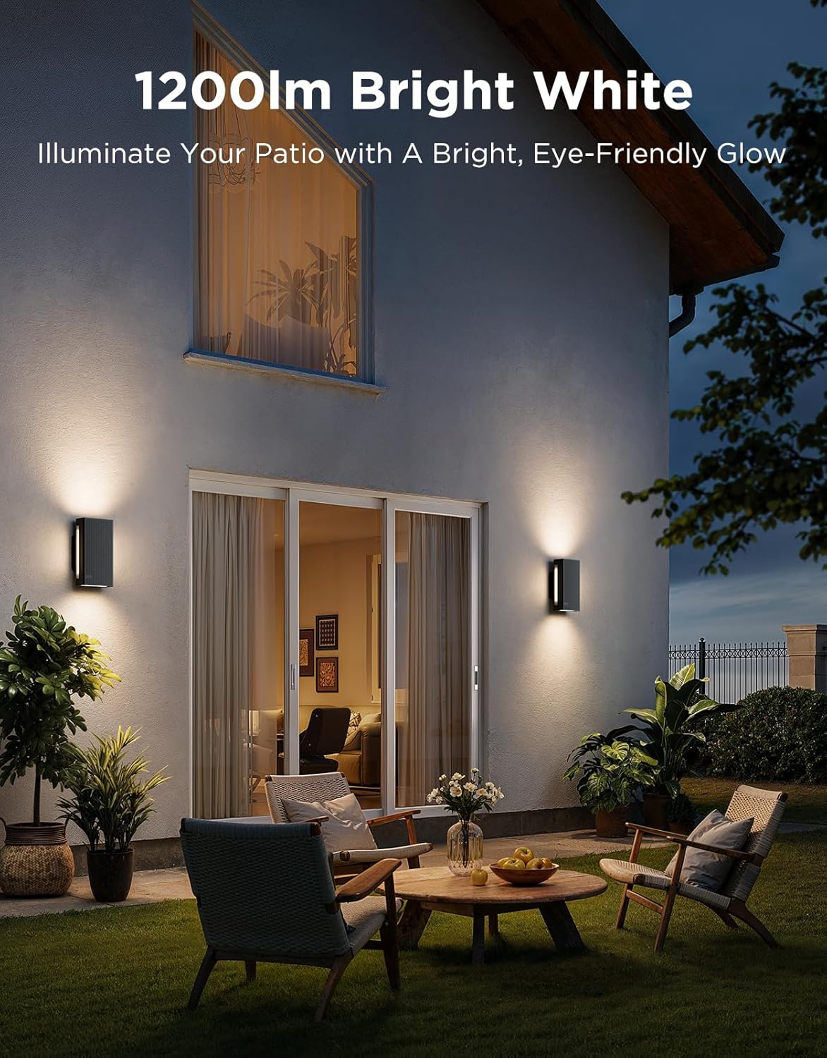 Govee Outdoor UpDown Wall Light, 2 Pack, 1200LM RGBICWW Smart Porch Lights Outdoor with 64 Scene Modes, IP66 Waterproof Wall Sconce for Outdoor Decor, Works with Alexa, Google Assistant and Matter