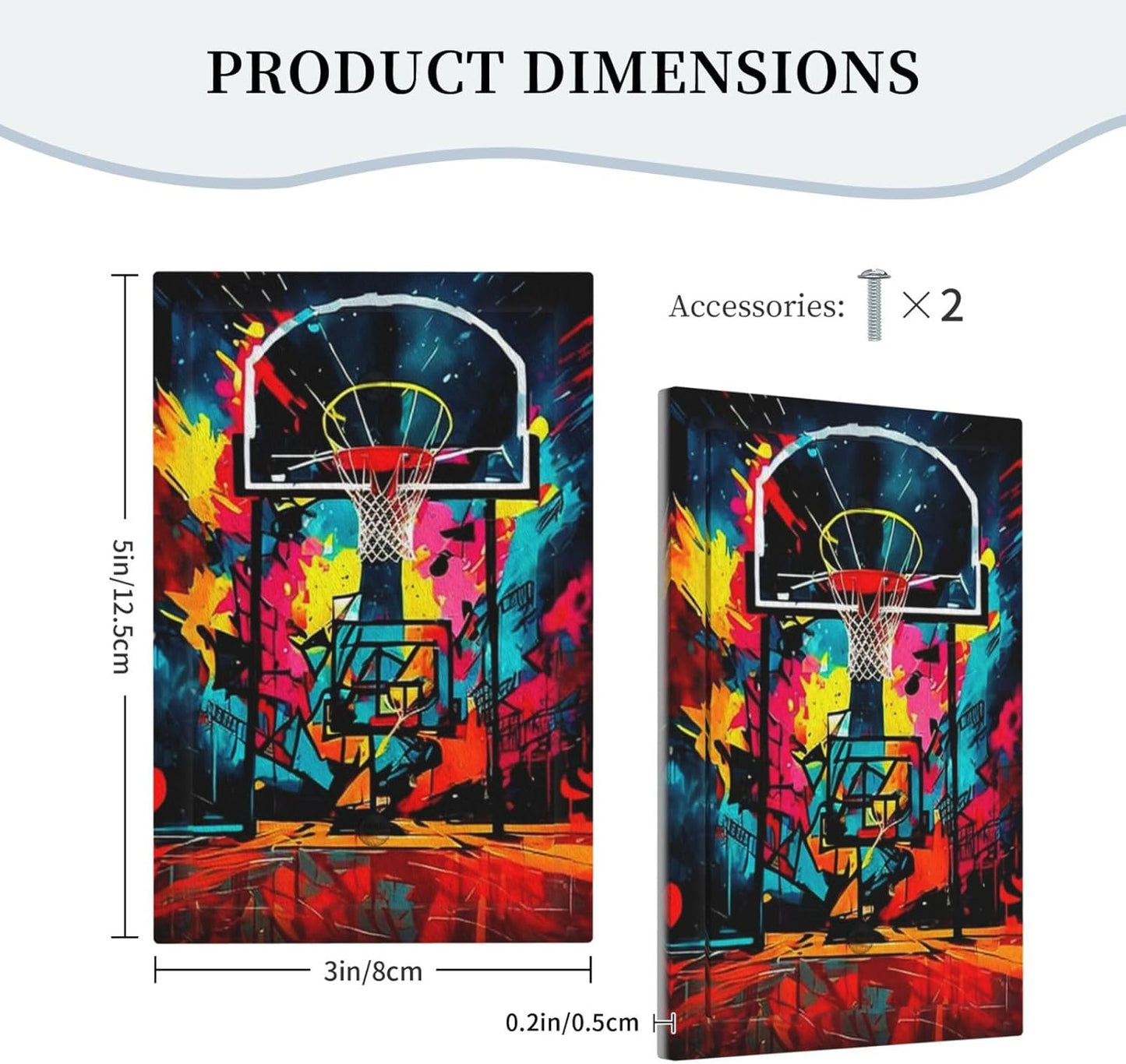 Decorative Light Switch Plate Covers Colorful Graffiti Basketball Sport Basket Hippie 1 Gang No Device Single Blank Outlet Covers Wall Plate Light Switch Cover Plate Faceplate for Home Decor