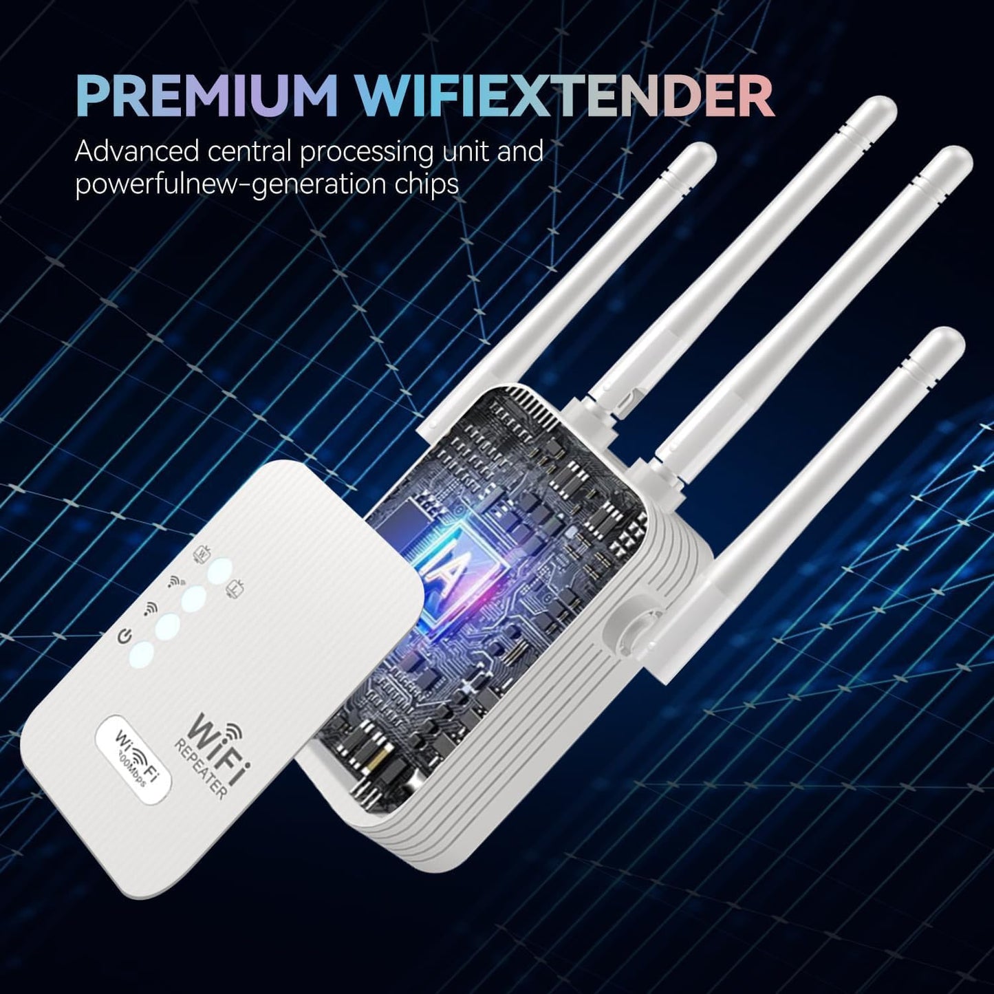 WiFi Extender, WiFi Extenders Signal Booster for Home Up to 8500 sq.ft and 45 Devices, WiFi Range Extender, Wireless Repeater, Long Range Amplifier with Ethernet Port, 1-Tap Setup, Alexa Compatible