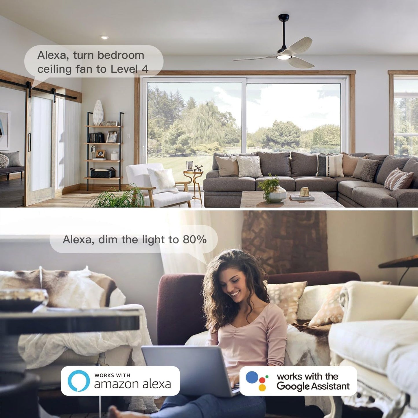 TREATLIFE Smart Ceiling Fan Control and Dimmer Light Switch, 2.4GHz WiFi Only, Neutral Wire Required, Single Pole Fan & Light Switch Combo, Works with Alexa, Google Home & SmartThings, Remote Control