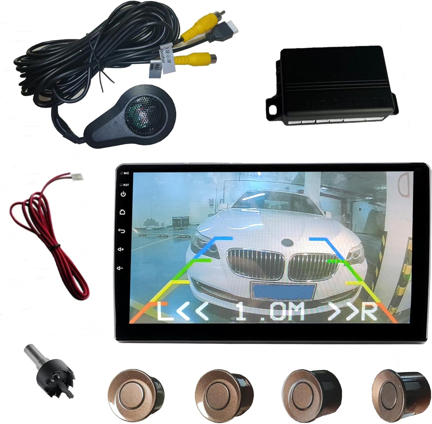 LCD Parking Sensor Kit - Displays Data on Original Screen, Easy Rear Installation, Compatible with CVBS Cameras (Not for AHD), 18 Probe Colors to Match Any Vehicle