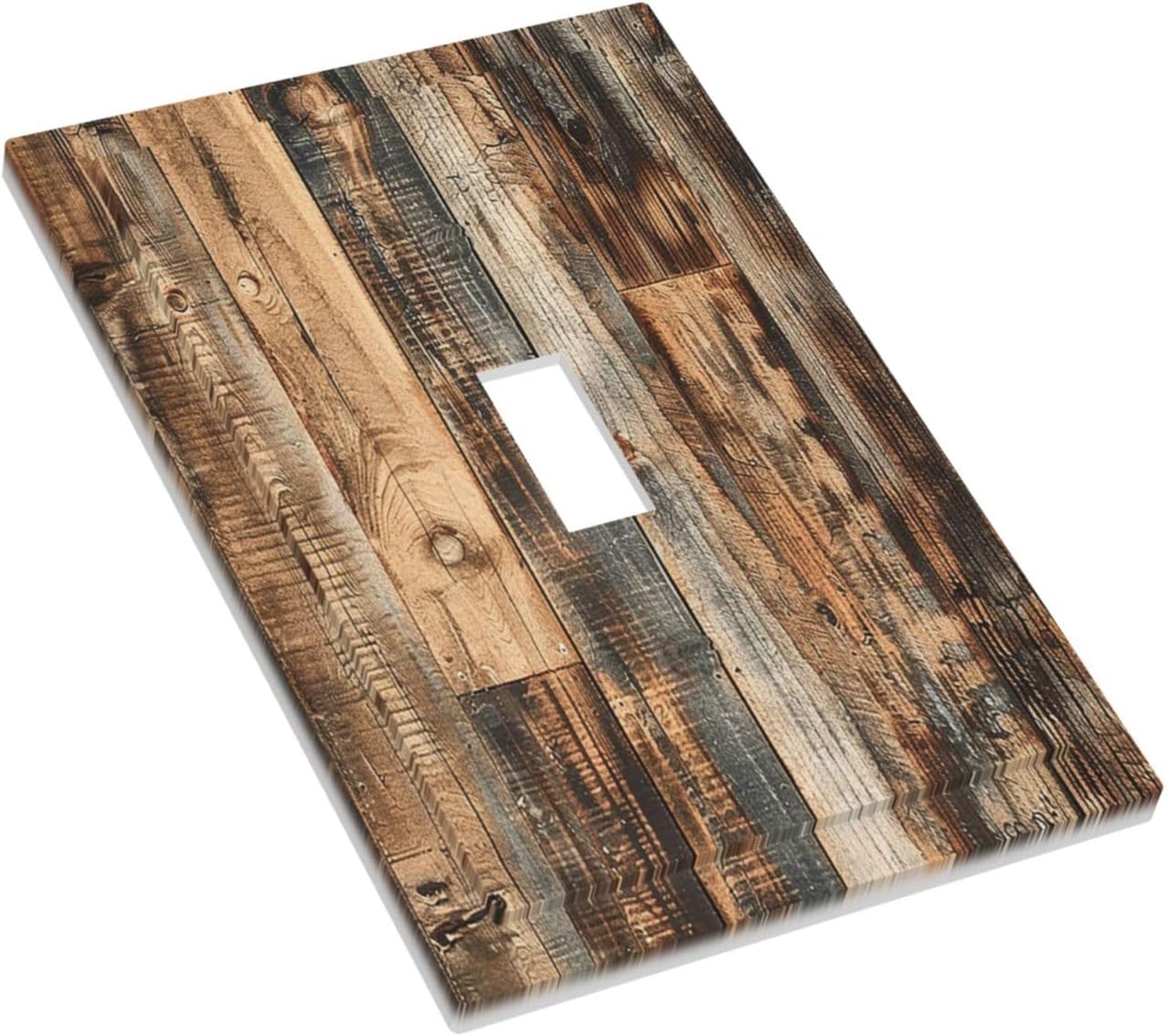 Decorative Light Switch Cover Rustic Brown Wood Pattern Splice Plank 1 Gang Single Toggle Device Electrical Faceplate Switchplates Decorator Outlet Wall Plate For Farmhouse Cabin Decor