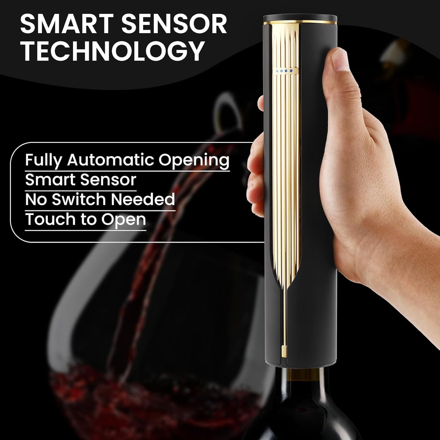 Electric Wine Bottle Opener with Charging Base & Built-in Foil Cutter – Rechargeable Intelligent Touch-Activated Automatic Corkscrew – Luxury Christmas Wine Gifts for Women, Men, Seniors