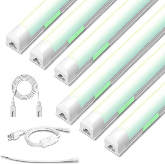 6 Pack Dimmable 4FT Led Shop Lights,30W T8 Integrated LED Tube Light,3000-6500K Tunable,4500LM W Frosted Cover,High Output,Linkable,Plug and Play Lights for Workshop,Garage,Basement,Barn