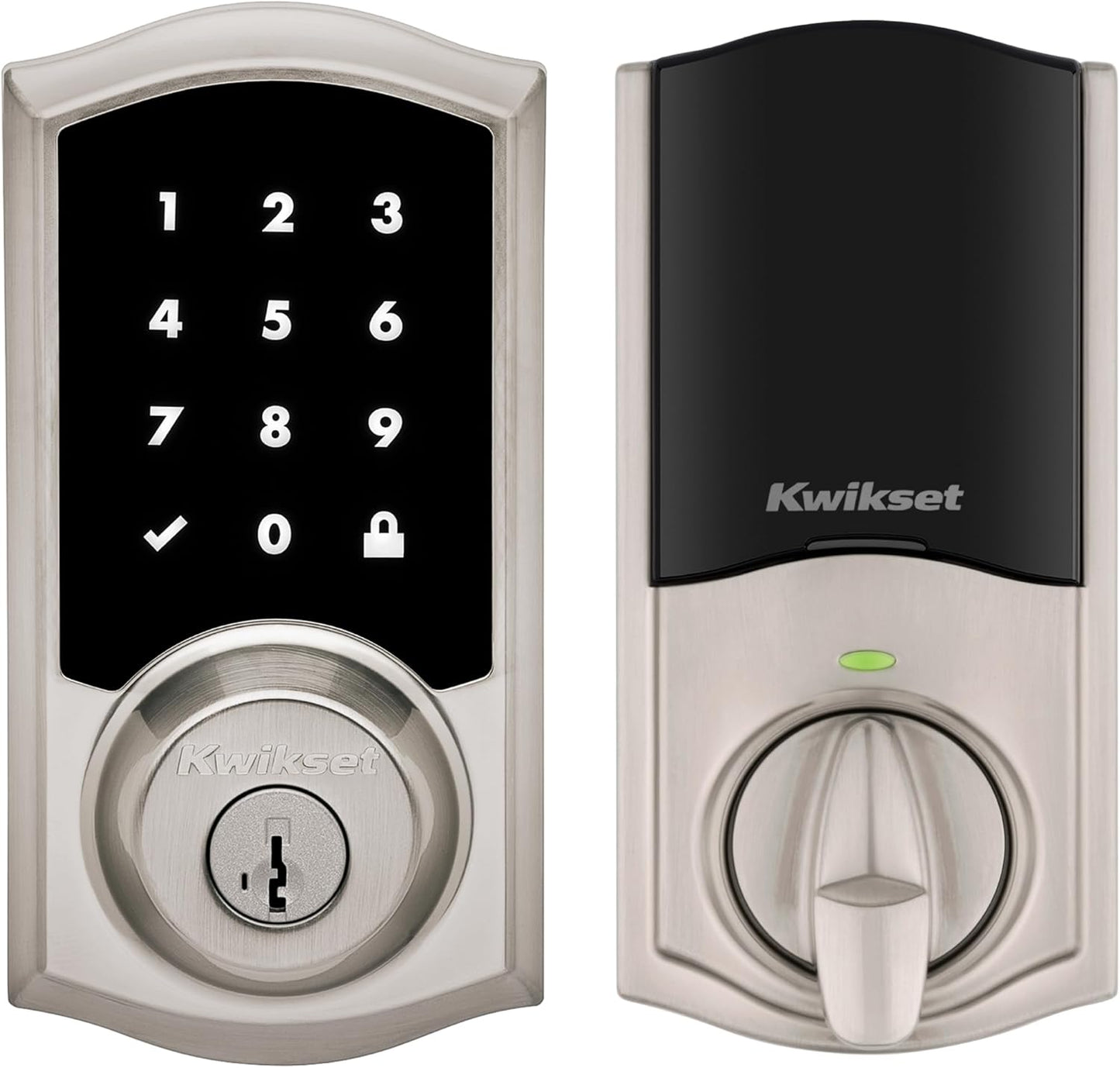 Kwikset HomeConnect 918 Traditional Z-Wave Long Range Enabled Touchscreen Lock Works with Ring Alarm, Samsung SmartThings Hub Required, Sold Seperately in Satin Nickel