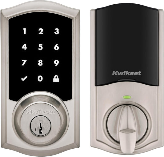 Kwikset HomeConnect 918 Traditional Z-Wave Long Range Enabled Touchscreen Lock Works with Ring Alarm, Samsung SmartThings Hub Required, Sold Seperately in Satin Nickel