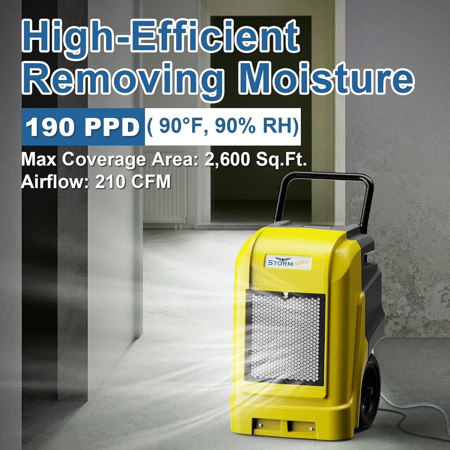 ALORAIR Commercial Dehumidifier with Pump Drain Hose, 190 Pints Industrial Dehumidifiers Large Capacity for Basements, Garages, Mall & Job Sites, 5 Years Limited Warranty