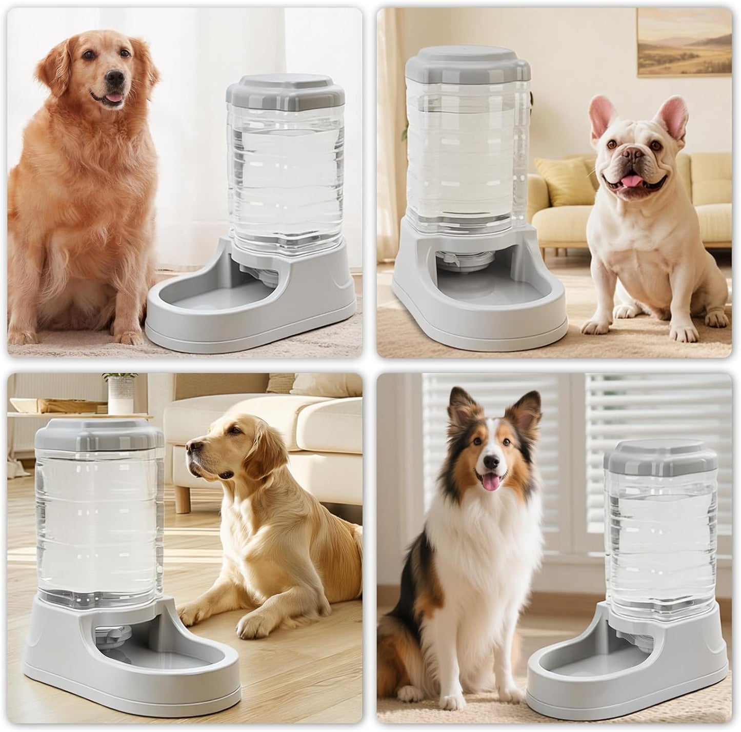 Kenond 9.5L Dog Feeders and Water Bowl Set for Large Dogs, 2.5 Gallon Automatic Water Dispenser, Gravity Dog Food Dispenser