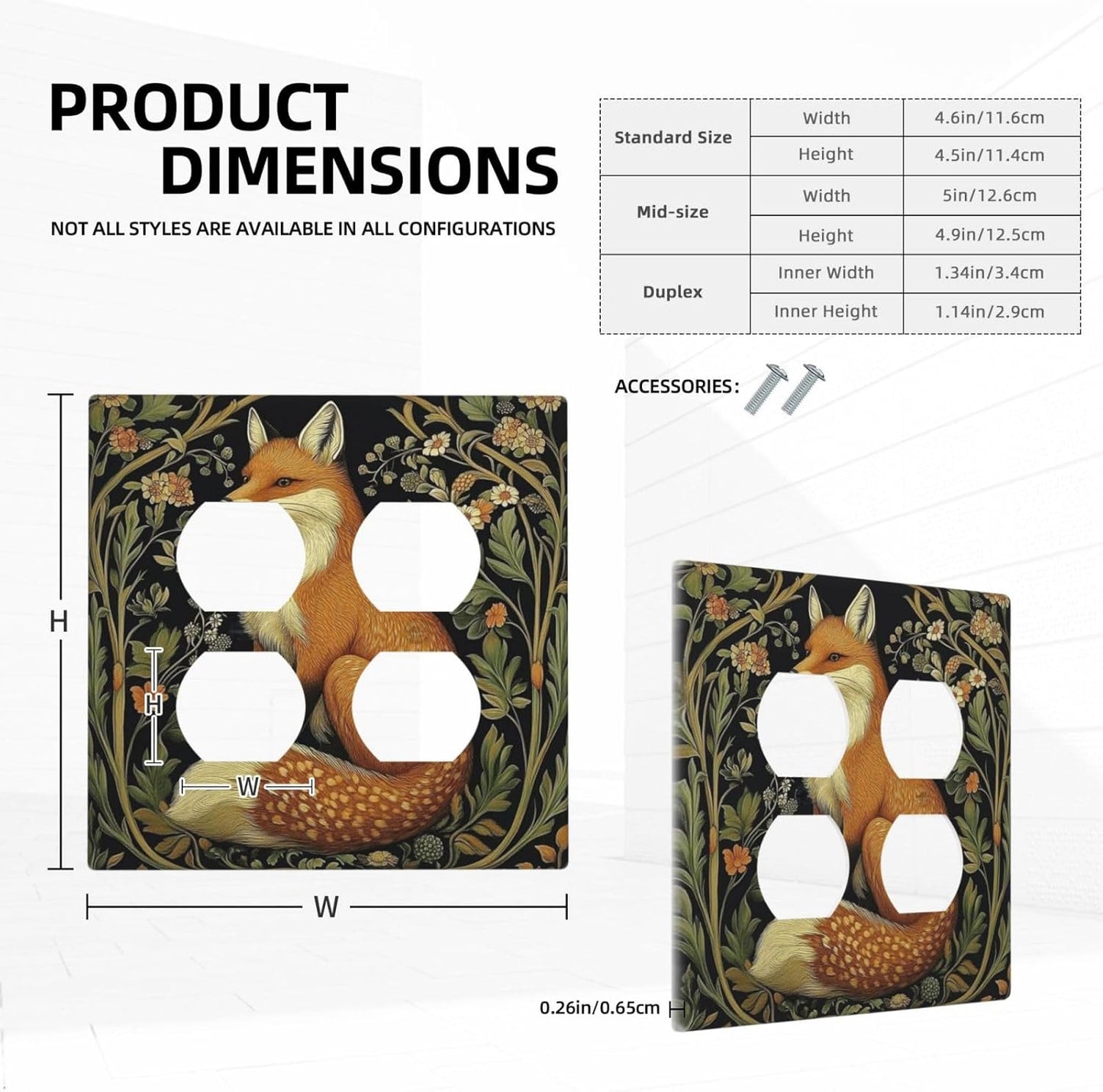 Fox Morris Plants Flowers Vine Colorful Floral Outlet Covers 2 Gang Double Duplex Decorative Light Switch Covers Electrical Wallplates Socket Faceplate For Bed Room Living Room Decor