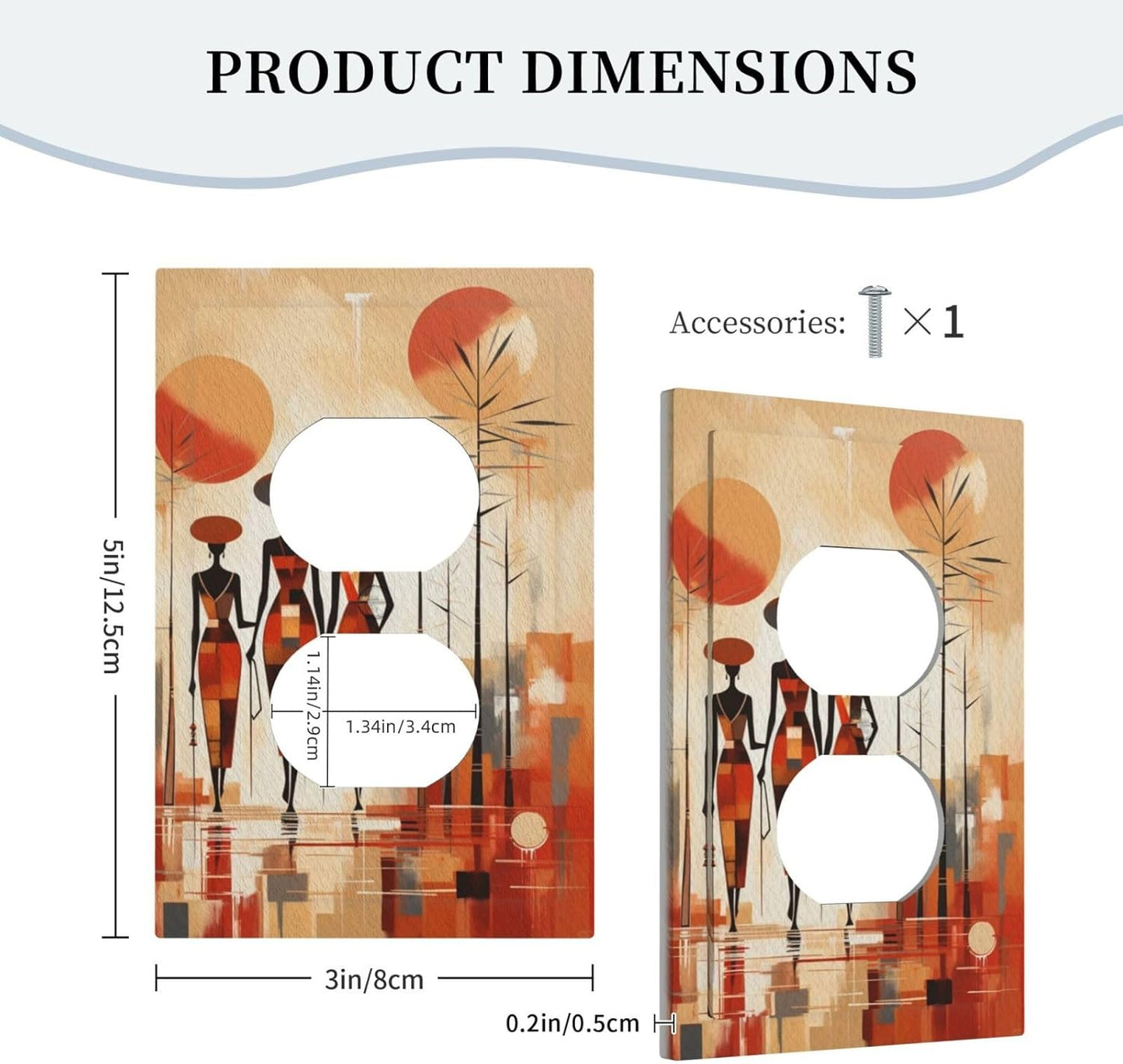 Decorative Outlet Covers Minimalist Black Women Bohemia Sun 1 Gang Duplex Light Switch Cover Plate Unique Wall Plate Electrical Switch Plate Covers for Bedroom Home Decor