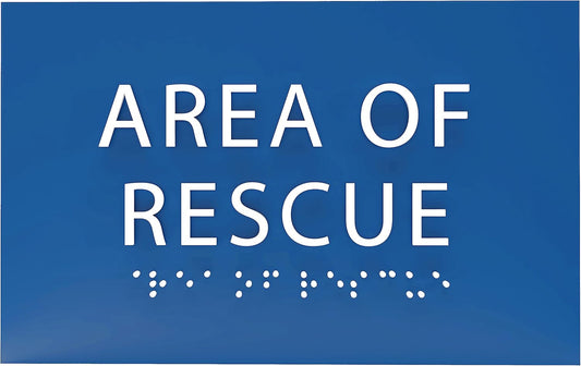 6" X4" Area of Rescue Sign - ADA Compliant Tactile Graphics Grade 2 Braille Text Wall Sign | Emergency Assistance, Refuge Place Sign for Schools, Offices, Apartments & Restaurants