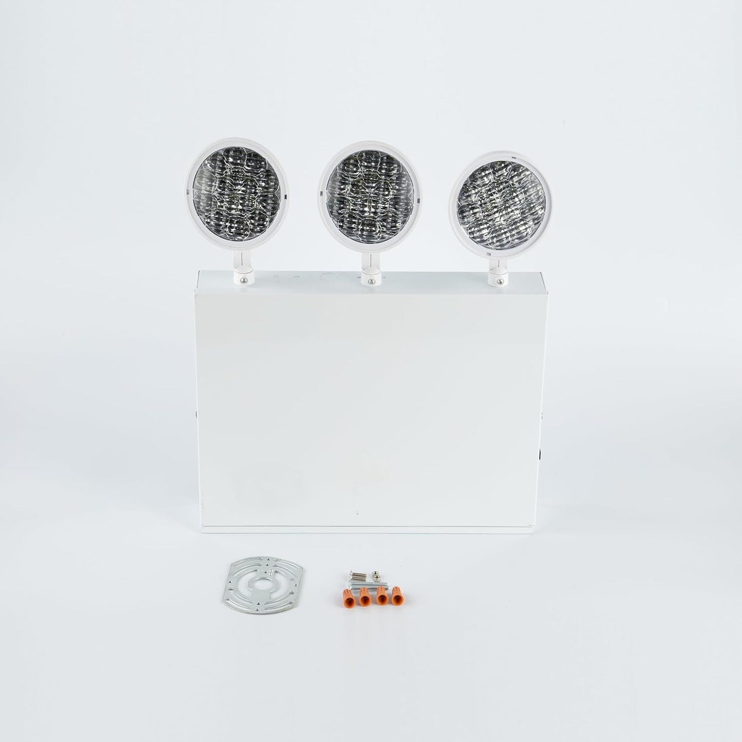 New York City Approved Emergency Light, Emergency Lights with Battery Backup, White Steel Housing, AC 120/277V, Three Heads