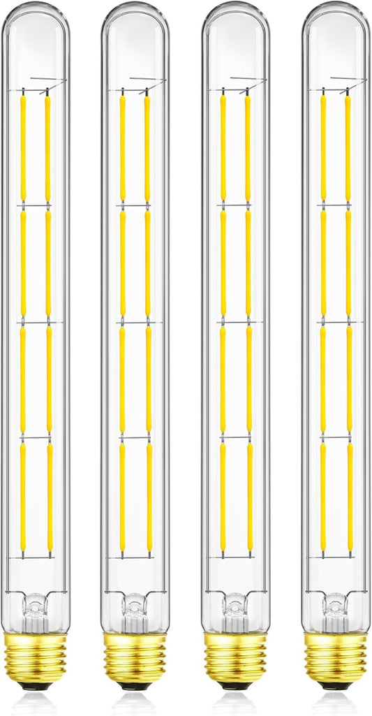 XININSUN T300 Led Bulb, 11.8 Inch Long Tubular Led Light Bulbs, 100Watt Equivalent, 1000lm, Dimmable, Clear Glass, E26 10W T10 LED Edison Tube Lamp Bulb,4 Pack. (10W=100W 4000K)