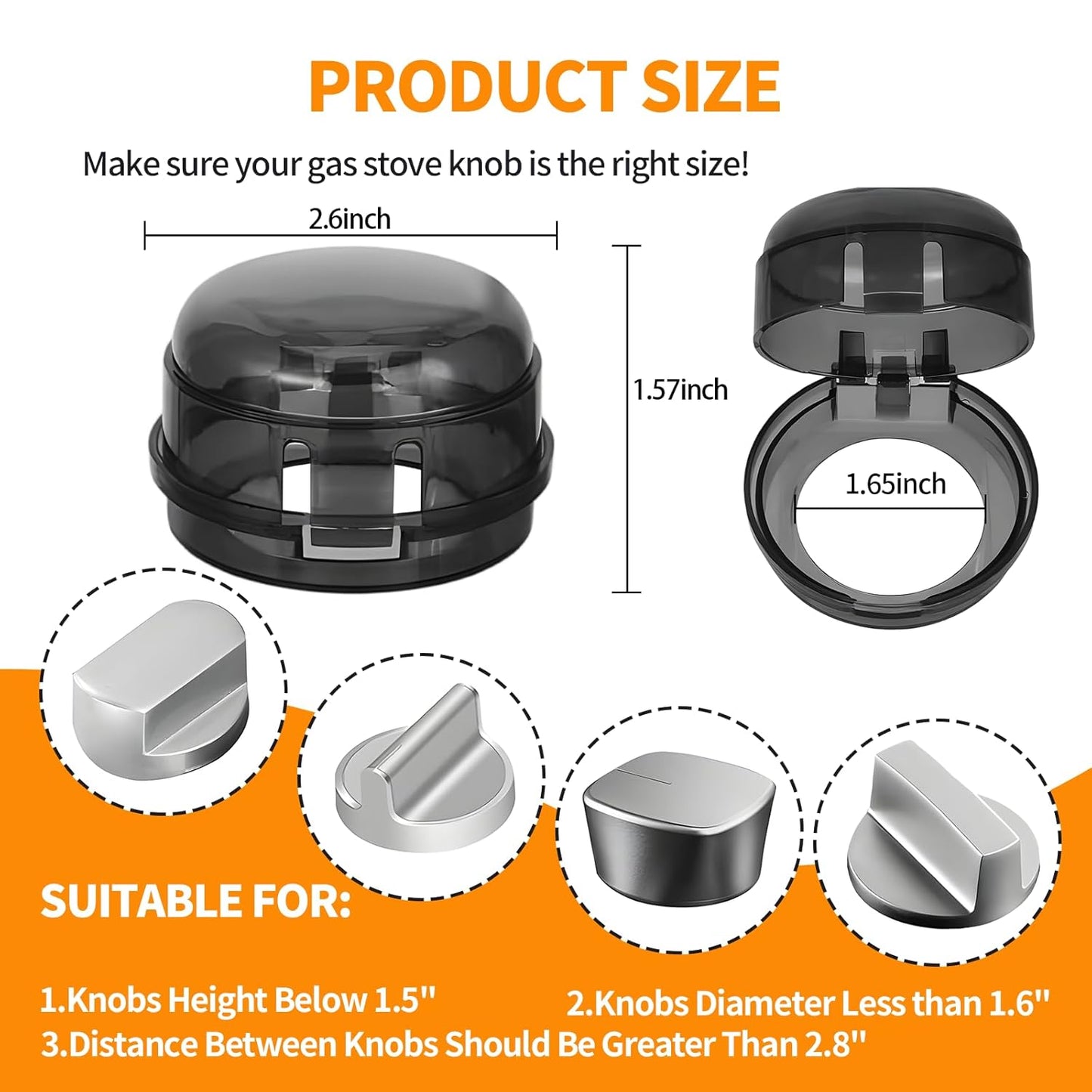 Gas Stove Knob Covers – Heat-Resistant Baby Proof Stove Knob Covers, Universal Size Gas Stove Knob Locks, Stove Child Proof Knobs with Adhesive, Stove Safety Guard for Kids Toddler Pet(4 Pack)