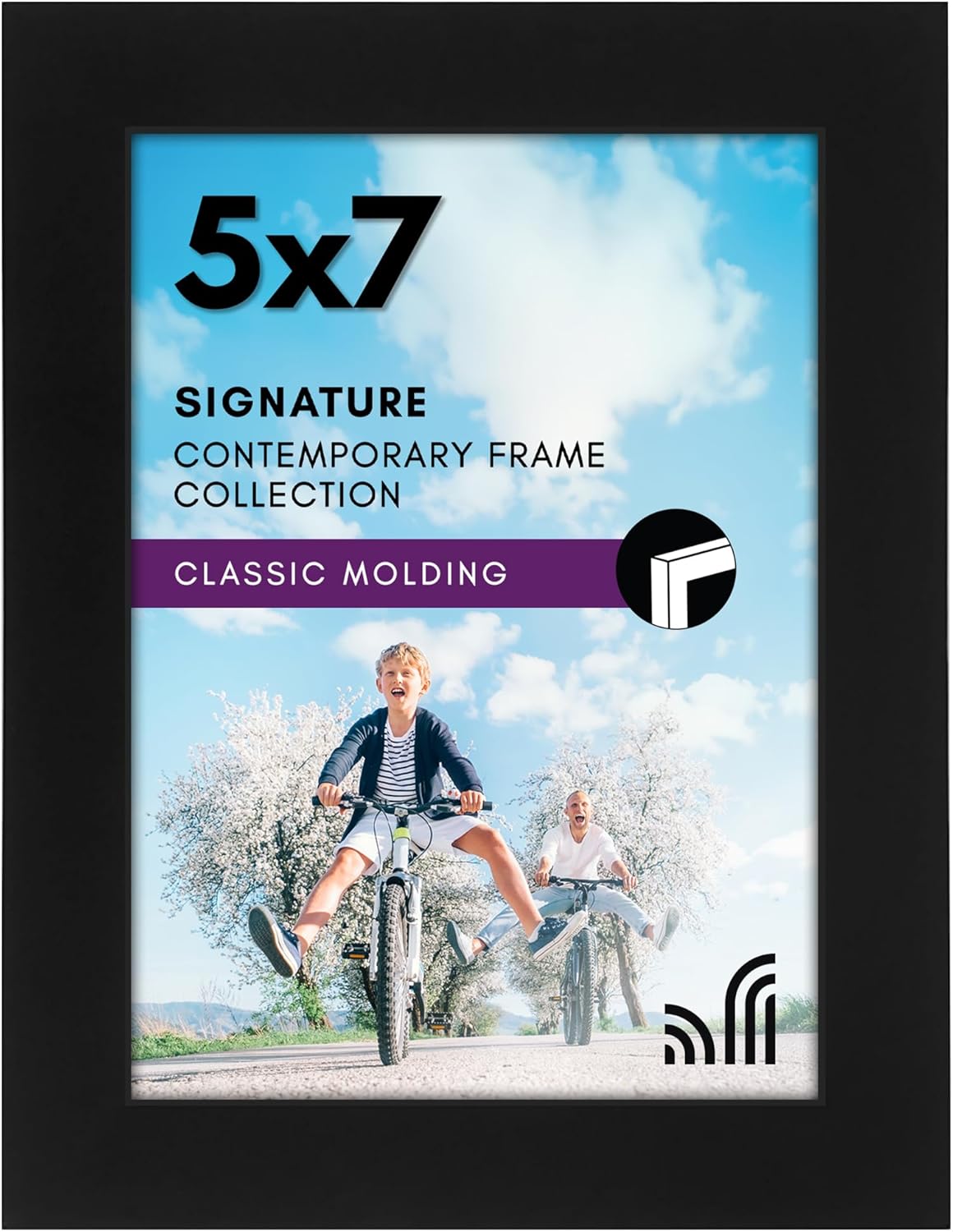 Americanflat 5x7 Picture Frame with Shatter-Resistant Glass - Signature Collection - Gallery-Style Frames Made of Engineered Wood - Photo Frame for Tabletop and Wall Display - Black