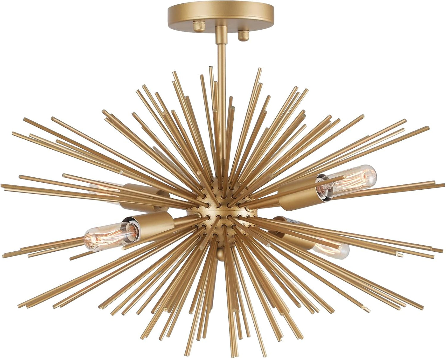 Starburst Chandelier, 4 Lights Modern Gold Sputnik Chandelier Vintage Light Fixture Flush Mount Ceiling Light for Bedroom Kitchen Island Entryway Foyer,20in