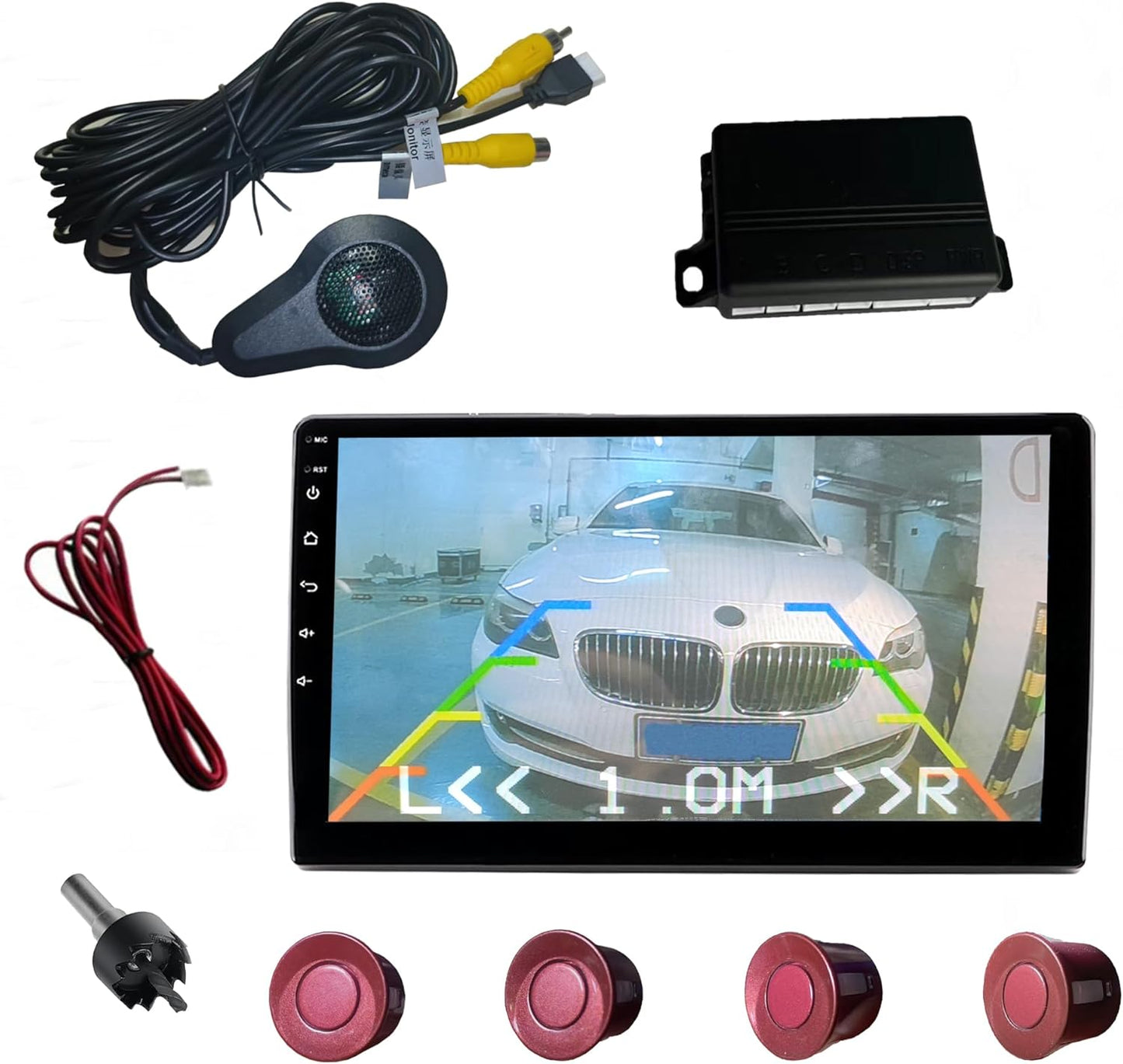 LCD Parking Sensor Kit - Displays Data on Original Screen, Easy Rear Installation, Compatible with CVBS Cameras (Not for AHD), 18 Probe Colors to Match Any Vehicle