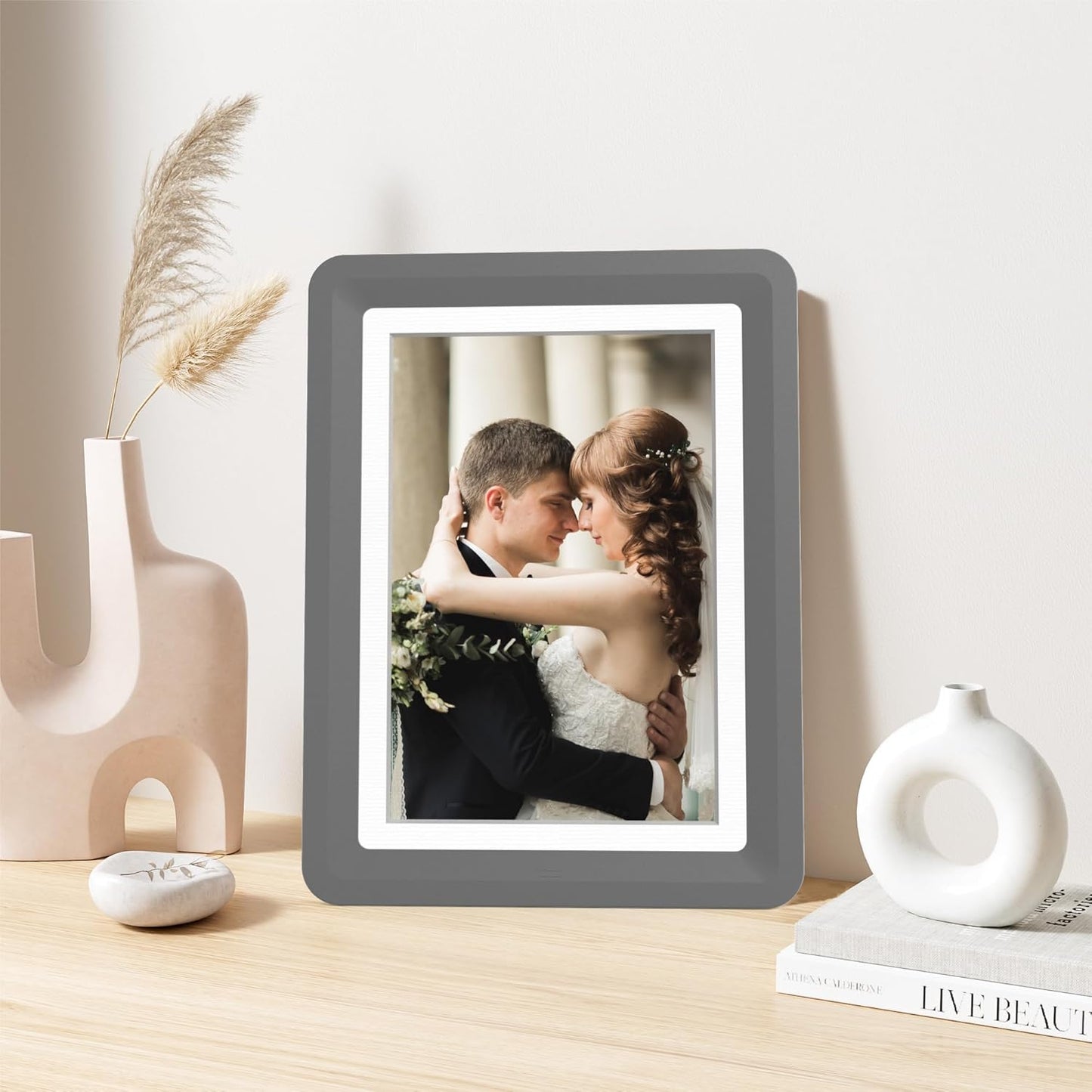 Dark Gray 5x7 Picture Frame with Acrylic Front 1 Pack, ABS Frame for 5x7 or 4x6 Photos, Shatterproof UV-Resistant Tabletop Photo Frame, Vertical/Horizontal Display for Home Décor