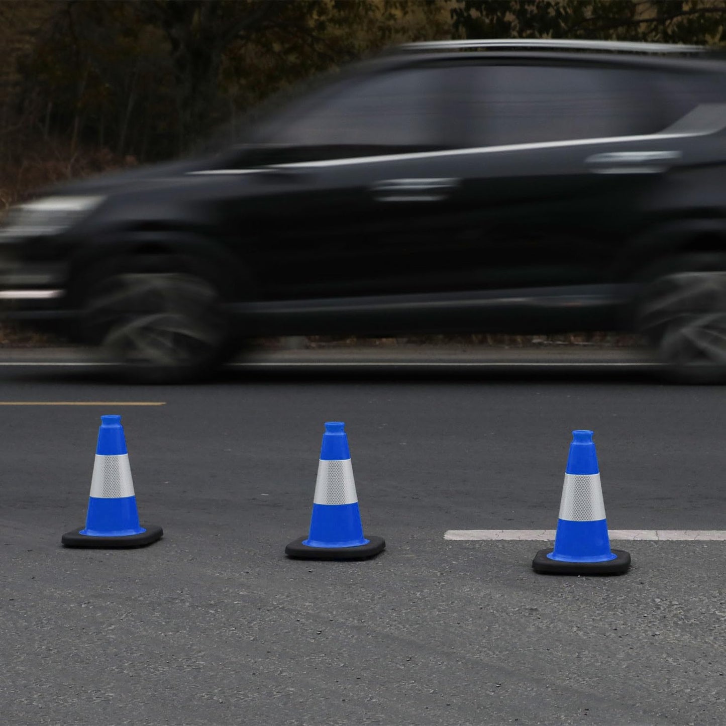 6 Pack 12" Inch Blue PVC Traffic Cones with Heavy-Duty Base, High-Visibility All-Weather Safety Cones for Road Construction, Parking Lot, and Garage Use (6, Blue, 12" Small)
