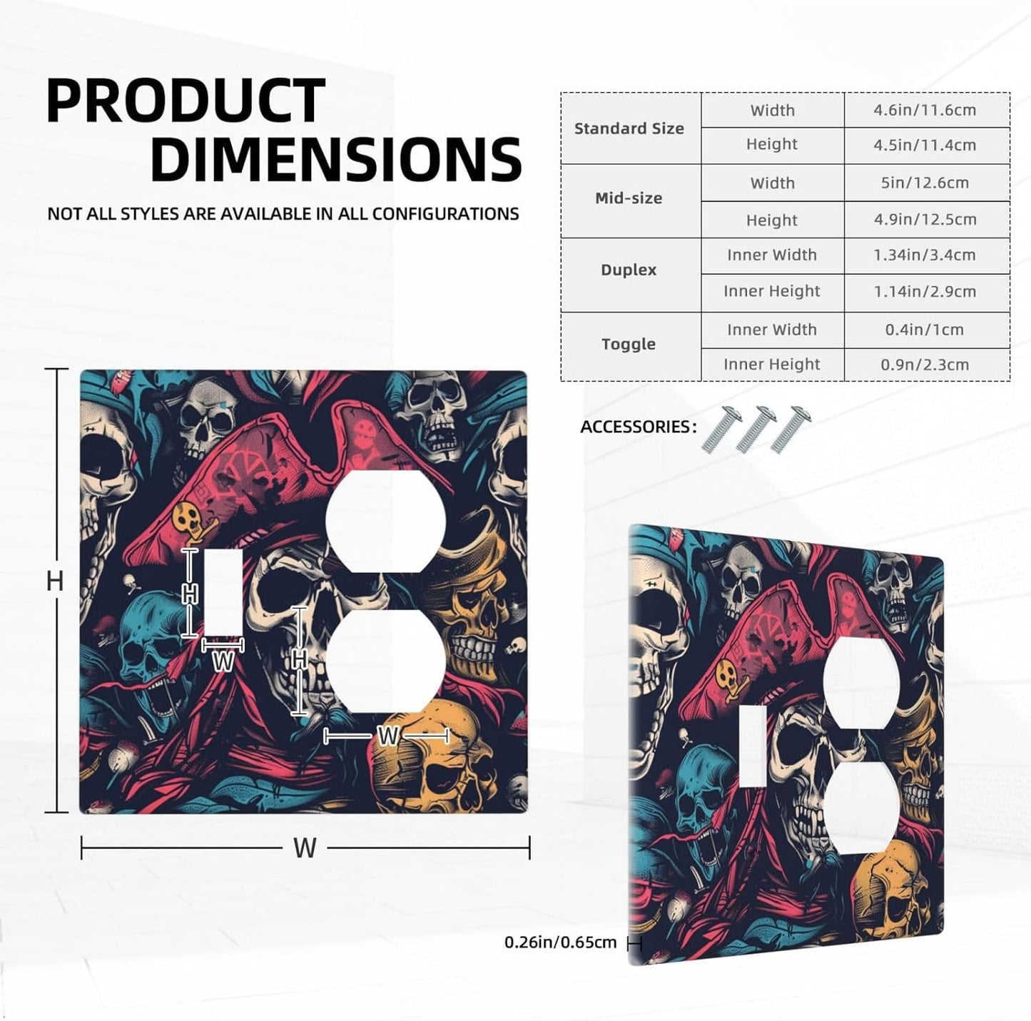 Wallplates Pirate Colourful Skeleton Red Hat 1 Toggle 1 Duplex Switch Plate Electrical Gfci Faceplate Decorative Light Switch Covers For Farmhouse Cabin Decor