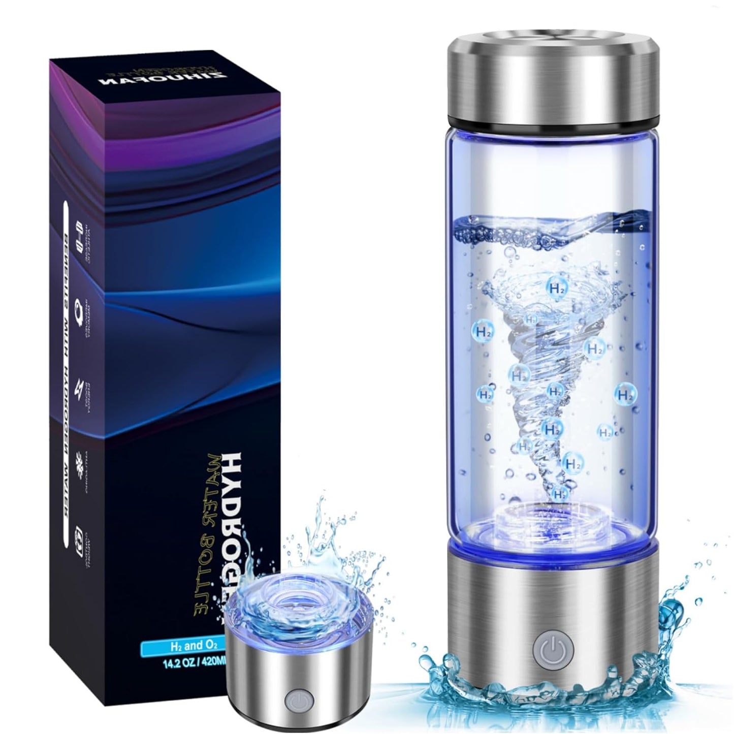 2025 New Hydrogen Water Bottles, Portable Hydrogenated Water Bottle with SPE PEM Technology, 420ml Hydrogen Water Bottle Generator, Rechargeable Ionizer Machine for Office, Home, Travel
