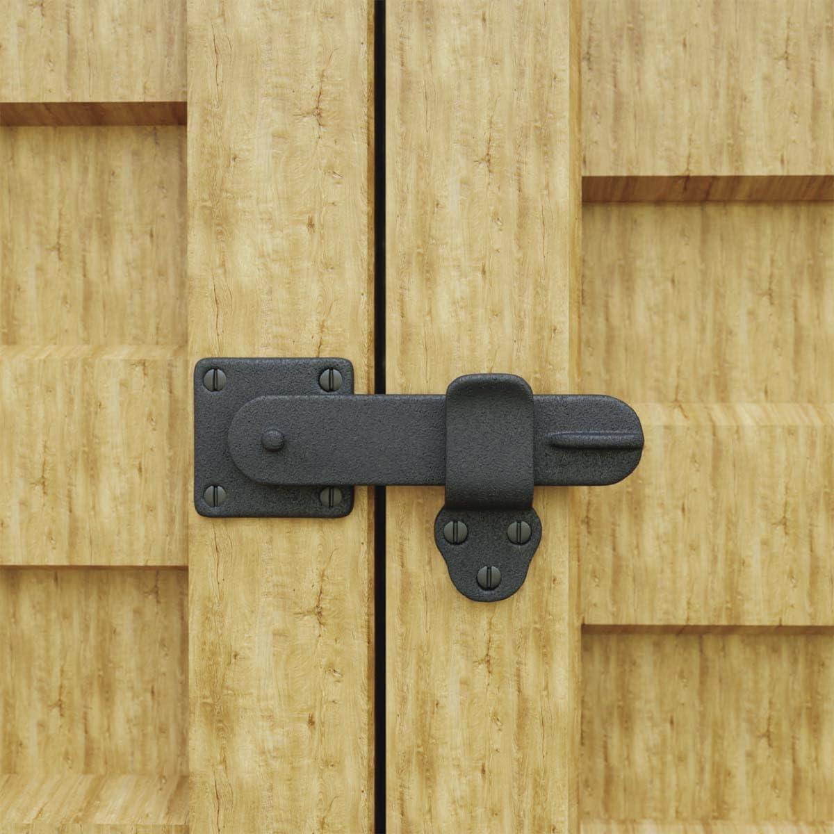 Renovators Supply Manufacturing Black Wrought Iron Gate Flip Latch 5.75" L Antique Medium to Light Duty Two Sided Flip Locks Rust Resistant Powder Coated Barn Door Latches with Hardware Pack of 10