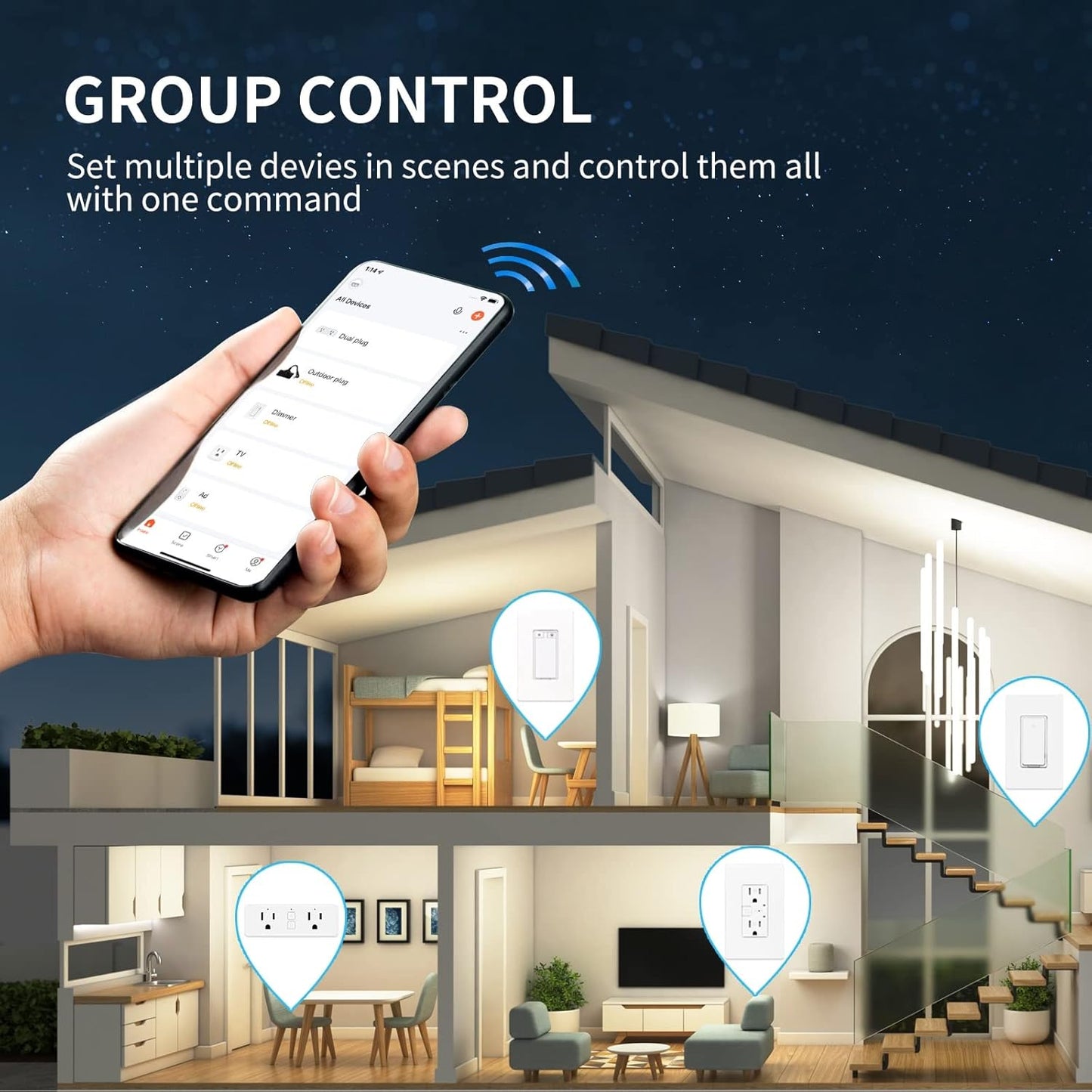 Dual Smart Plug, Matter Smart Plug, Smart Plugs That Compatible with Siri, Alexa, Google Home, Smartthings, WiFi Plug w/Remote Control, Timer & Schedule, White, 4-Pack