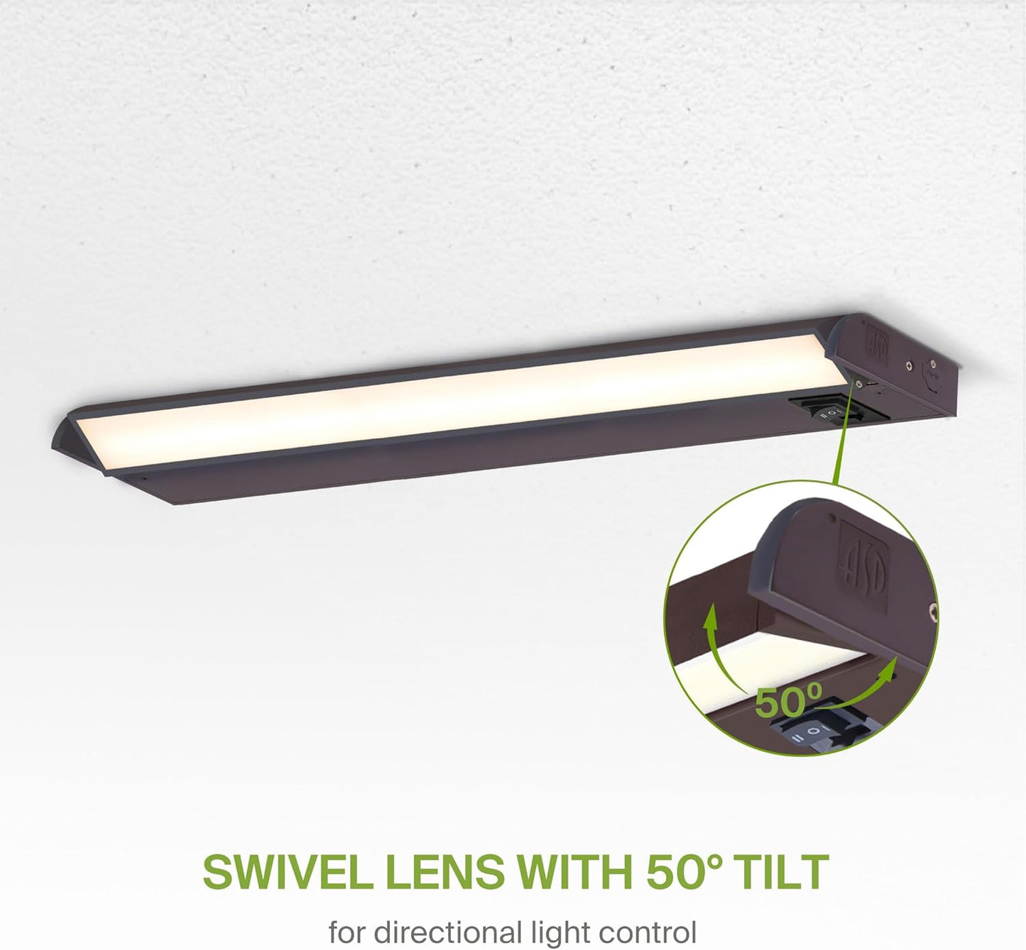 ASD Swivel LED Under Cabinet Lighting Bronze, 24 Inch 12W, Hardwired or Plug-in, 2700K/3000K/4000K, Hi/Low Switch, Rotatable Lens, Dimmable Linkable Under Counter Light for Kitchen, ETL & Energy Star