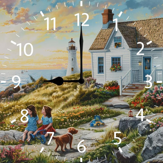 10 in Beach Path -266 Wood Wall Clock – Digital Time Display, Smart Home Compatible for Bedside or Workspace