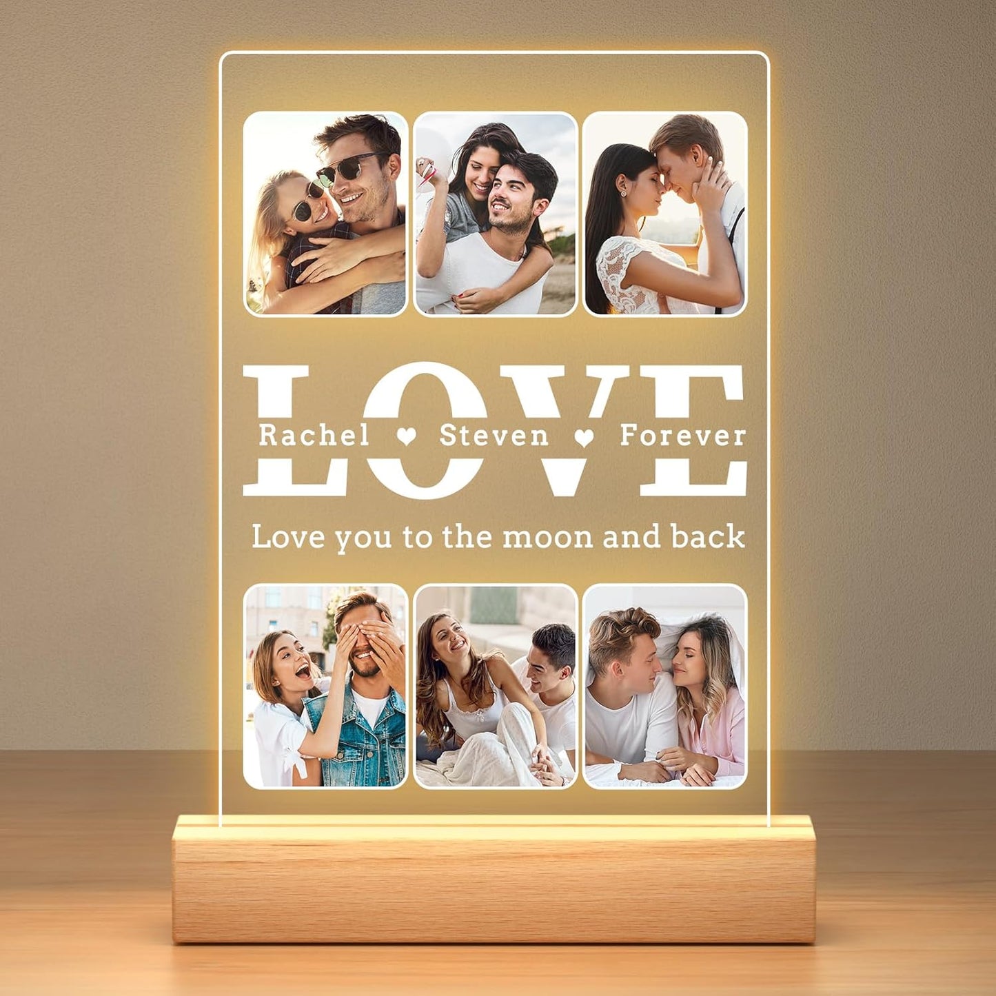 Personalized Anniversary Birthday Gifts for Women Men, Customized Picture Frames, Custom Photo Frame with Photos, Customized Valentines Day Gifts for Him Her Girlfriend Boyfriend