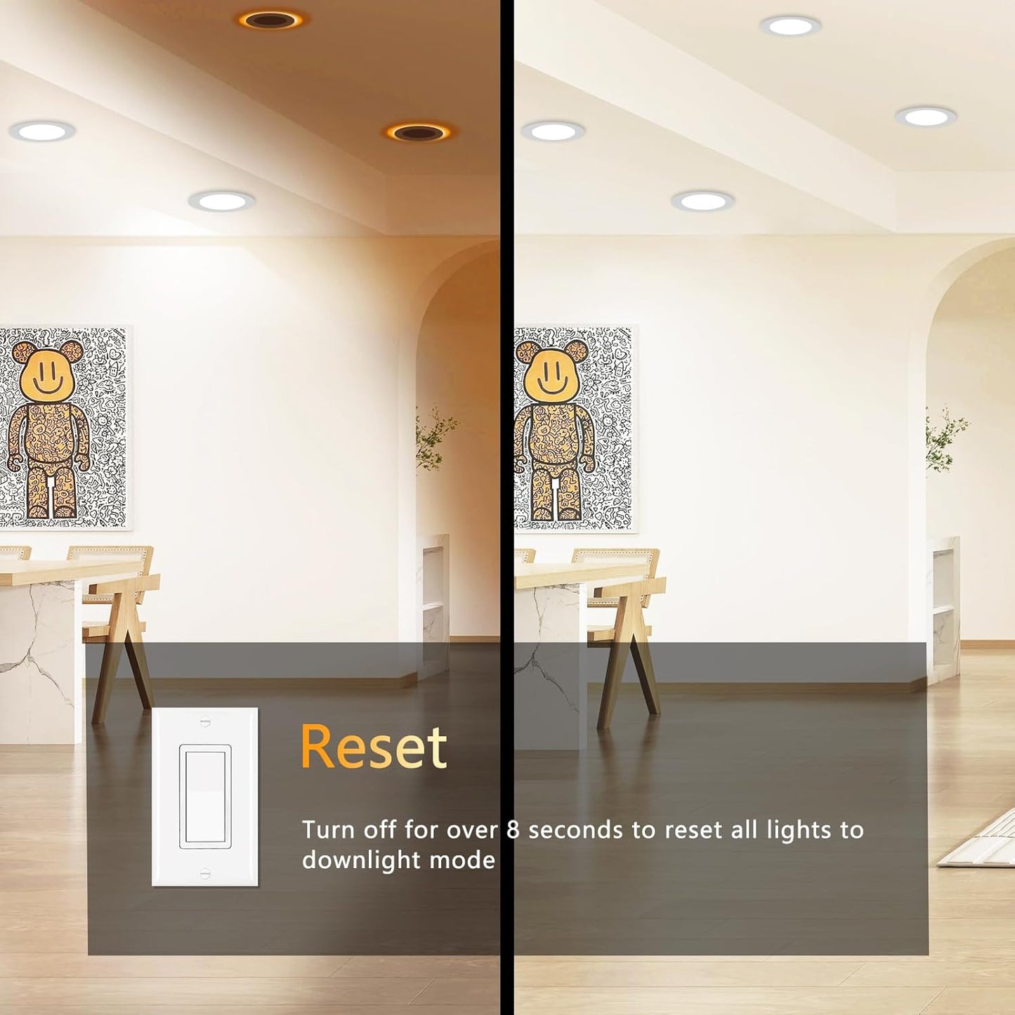 CycevSun 6 Pack LED Recessed Lighting 6 Inch with Night Light, Dimmable 5CCT Canless Ultra Thin Wafer Downlight Soffit with Junction Box, 5 Color Selectable, 12W, ETL & Energy Star