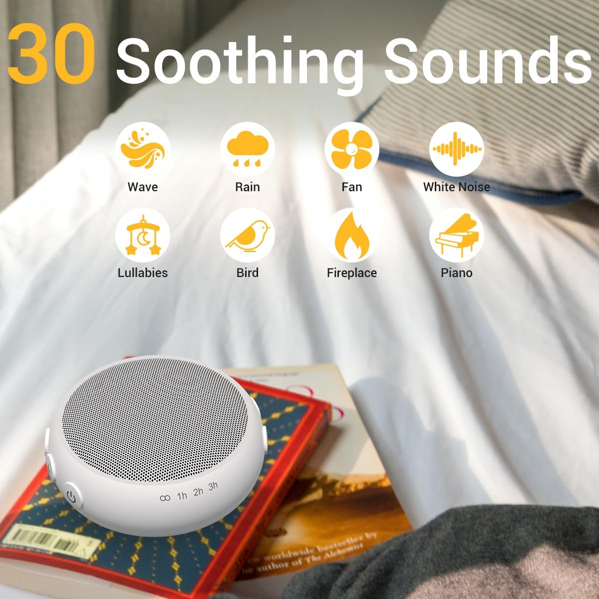 SoundMe Sound Machine with 30 Soothing Natural Sounds 36 Volume Portable Travel White Noise Machine for Sleeping Brown Noise Machine for Baby Kids Adults Noise Canceling Machine for Office Privacy